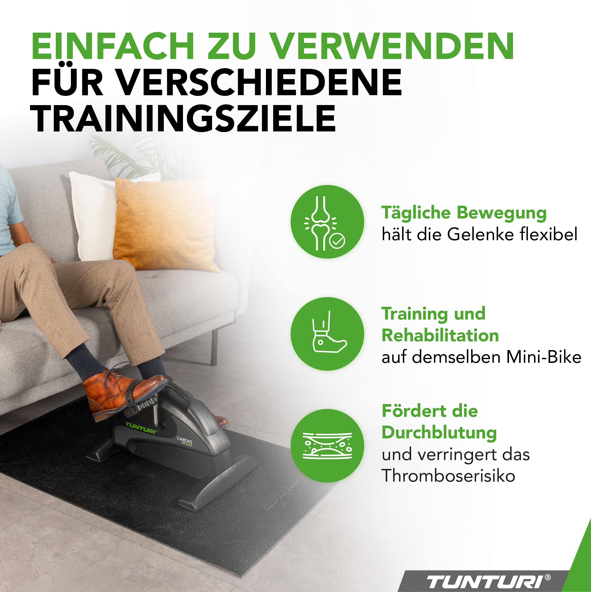 Tunturi Cardio Fit M30 Mini Bike Heimtrainer/Pedaltrainer/Arm- und Beintrainer/Minifahrrad/Bewegungstrainer für Senioren mit LCD-Bildschirmanzeige - Schwarz