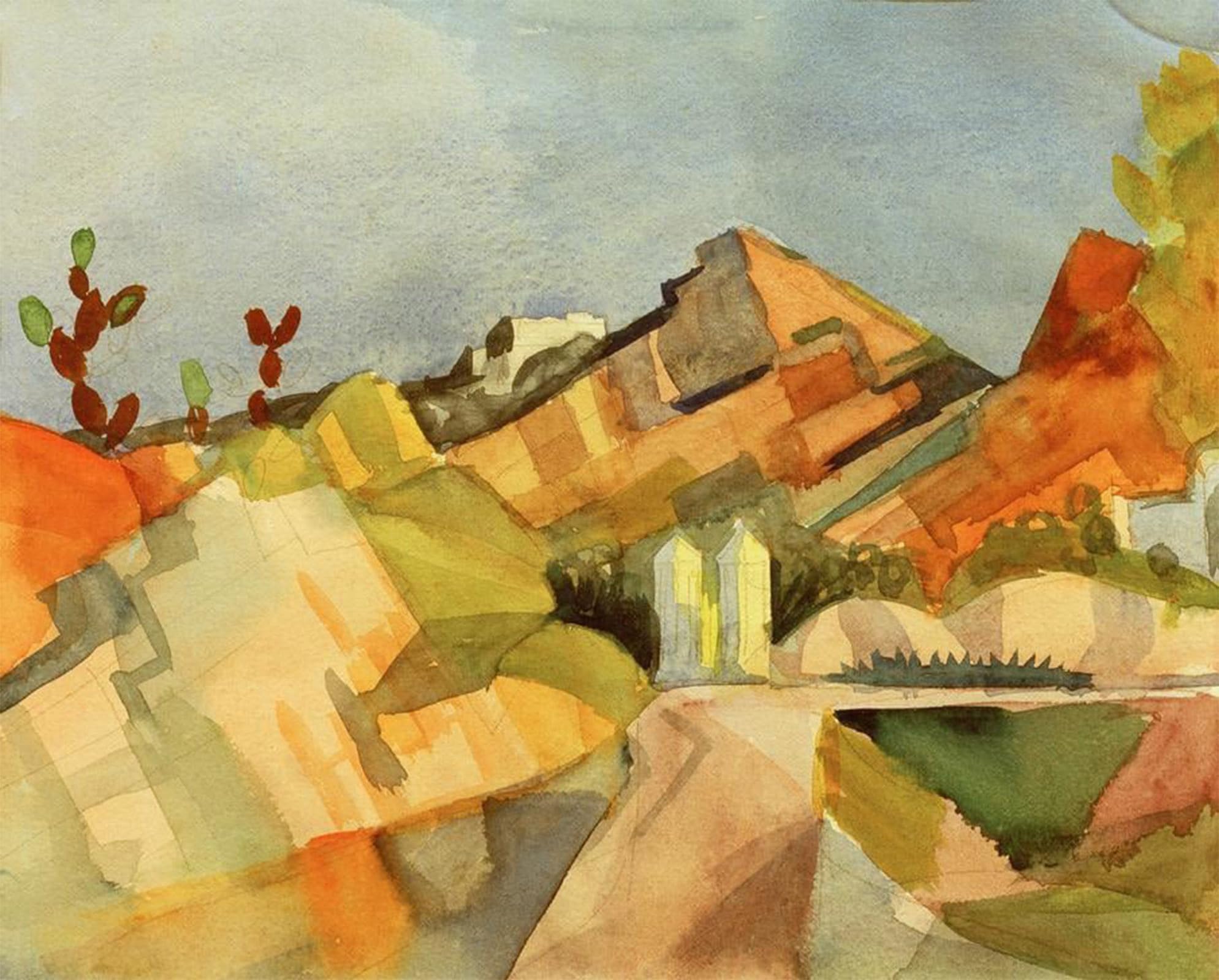 ARTXLXXBN Famous Prints Artwork Pictures Poster Painting Art Landscape by August Macke Artwork Landscape Pictures for Home Decor 60x90cm