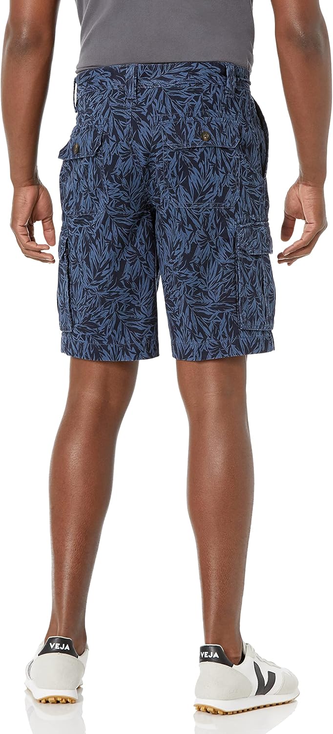 Amazon Essentials Men's Classic-Fit Cargo Short (Available in Big & Tall) 29 Indigo Palm Leaf Print