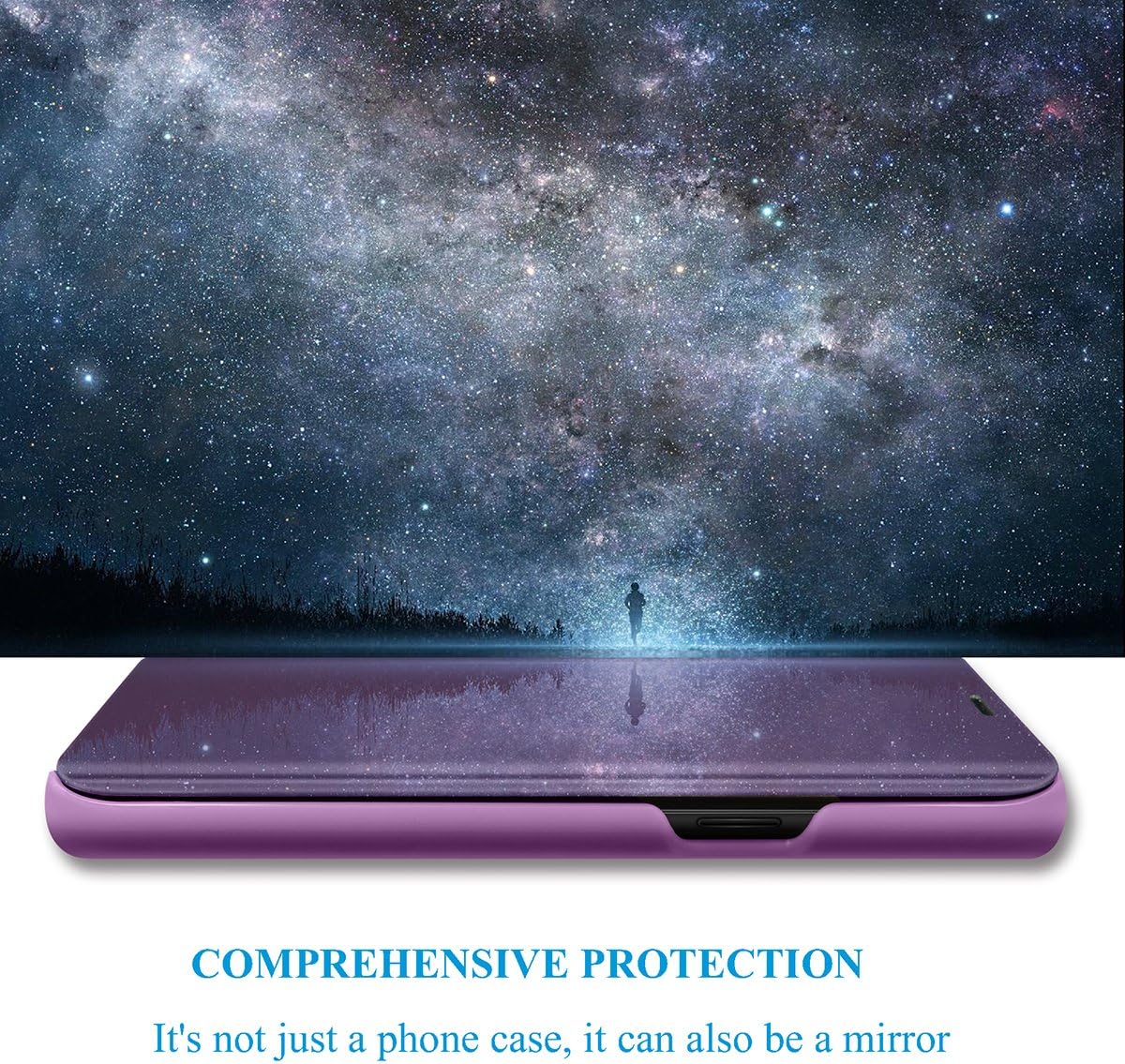 9-evei Samsung Galaxy S8/S8 Plus Mirror Case Metal Flip Stand Phone Cover Full Anti-Scratch Resistant Protective Case for Samsung S8/S8 Plus (Samsung Galaxy S8 Plus, Purple)
