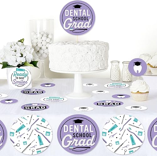 Miniatura 4 de Big Dot of Happiness Graduado de la escuela dental - Odontología e higienista fiesta de graduación confeti círculo gigante - Decoraciones de fiesta