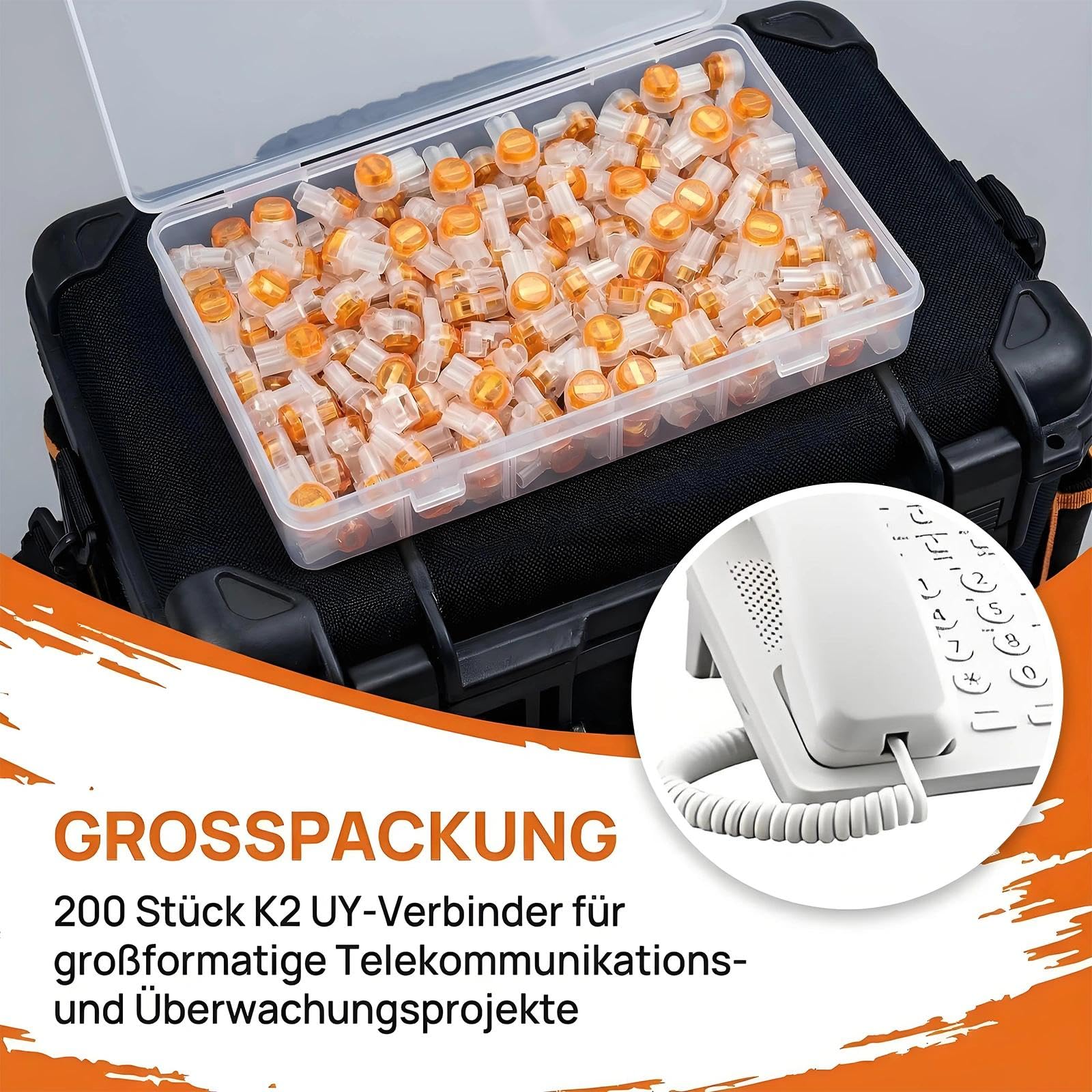 200 sztuk łączników kabli telefonicznych, złącze kabla K2, złącze kabla telefonicznego UY2, złącze do kabli o niskim natężeniu prądu, do kablowego przekazywania danych