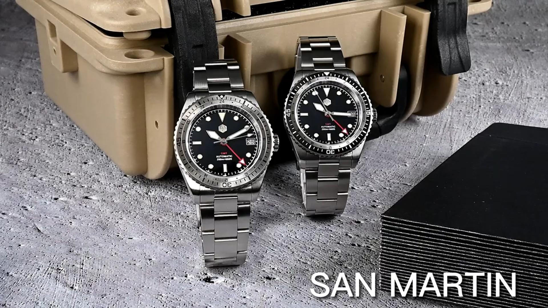 Amazon.com: San Martin Automatic Watches for Men, NH34 Dual Time