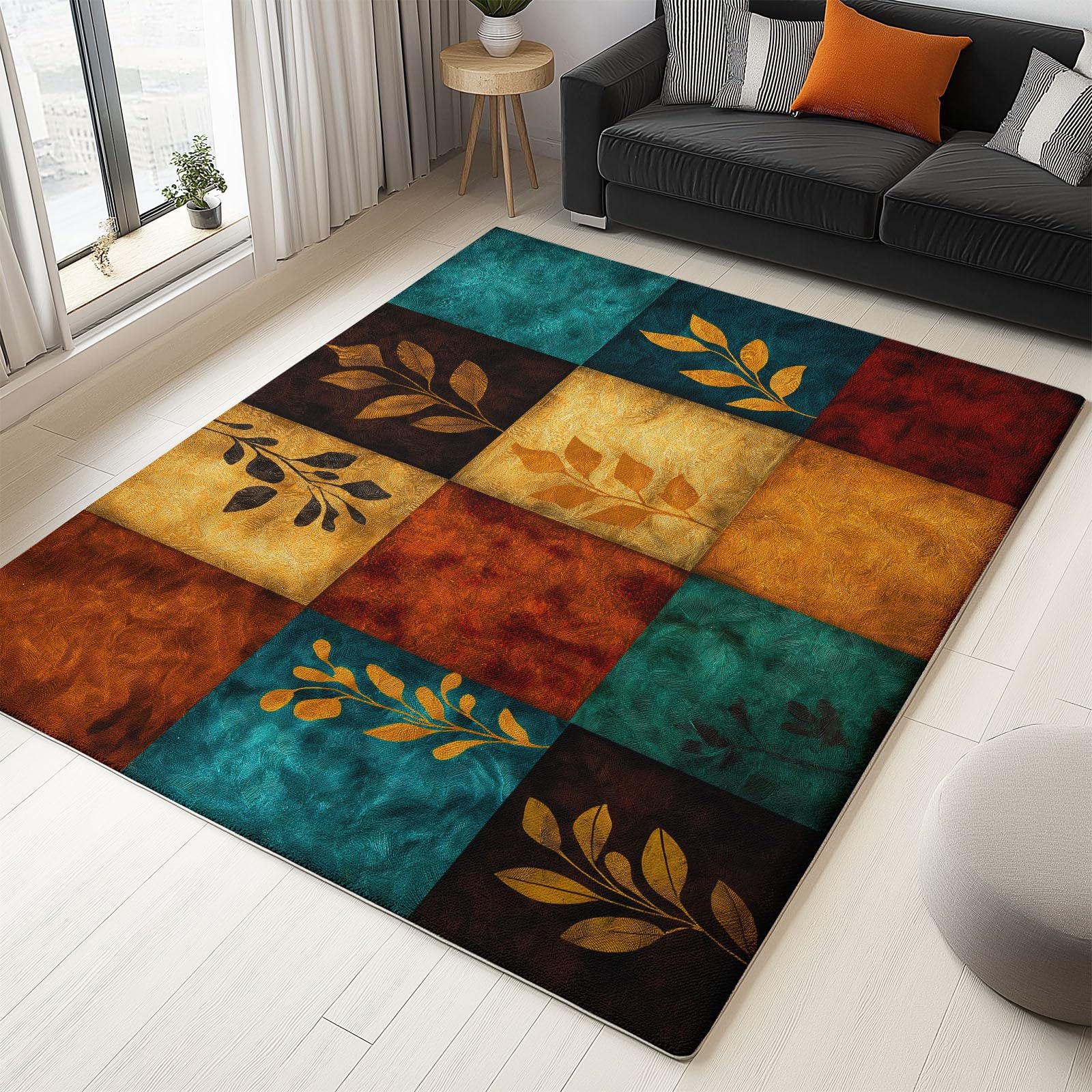 Tapis de salon lavable en machine 120x180 antidérapant et doux