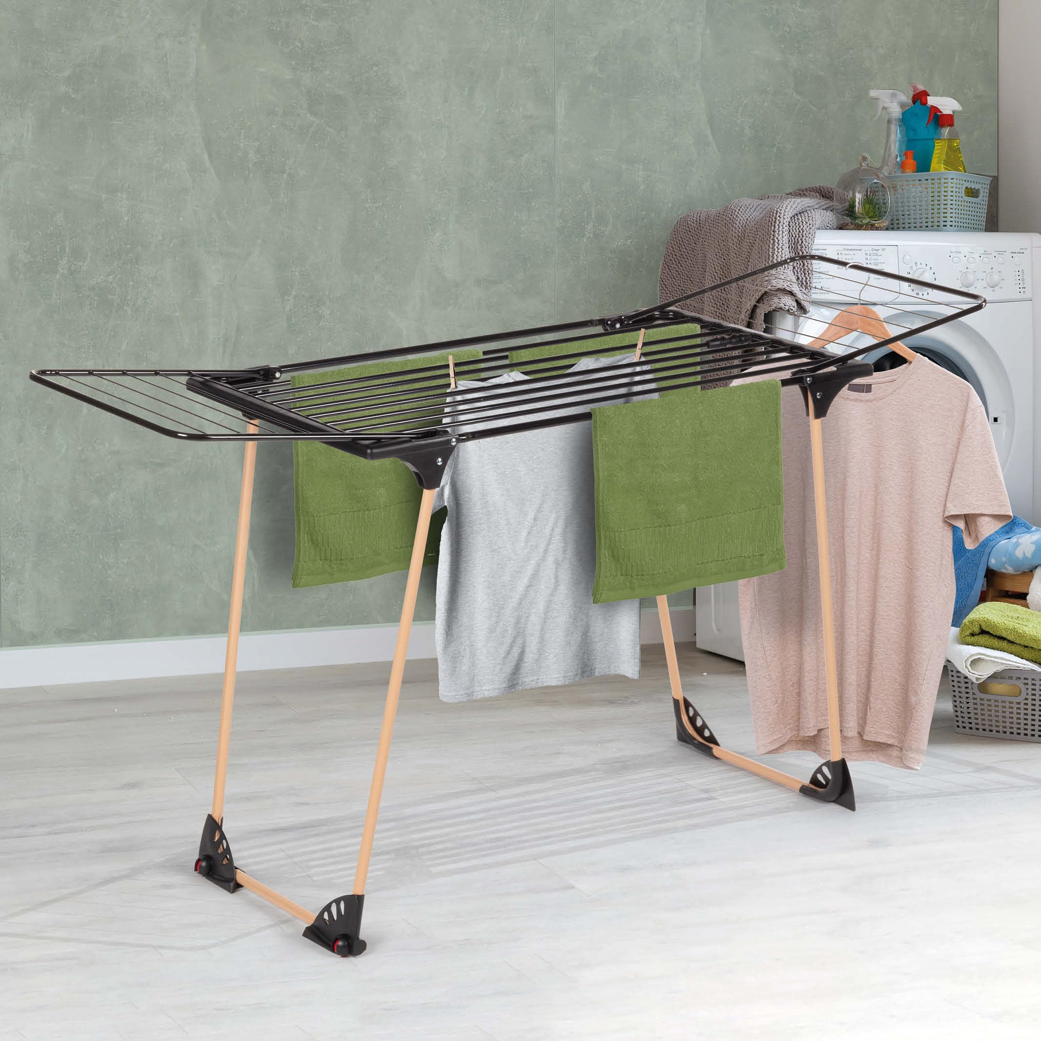 VITAPUR Stendibiancheria con lunghezza di 21 m | Asciugatrice autoportante e compatta, pieghevole fino a 9 cm di larghezza, carico massimo di 20 kg, l'Ercole di ogni casa