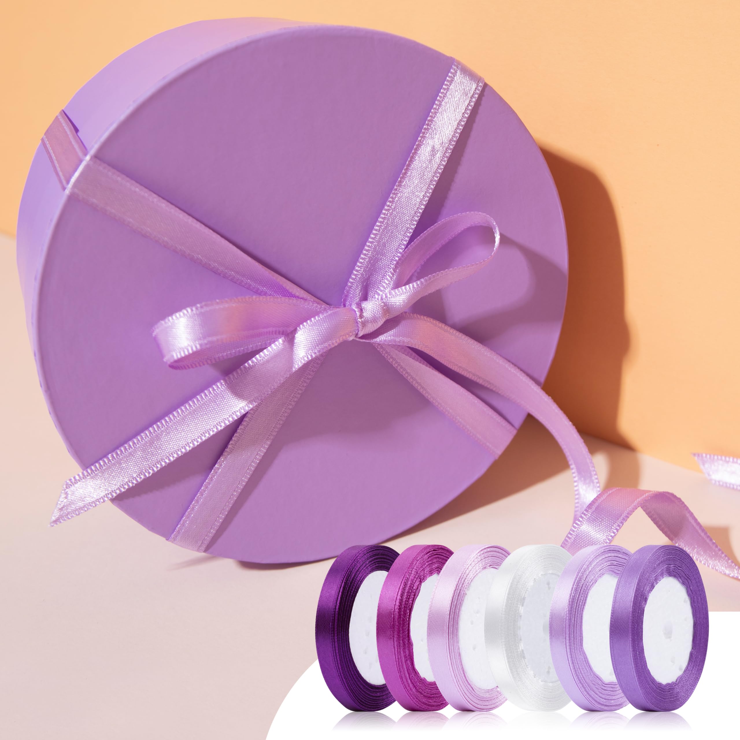 Foshird Purple Satin Ribbon for Gift Wrapping 10mm Thin Curling Ribbons for Crafting Hair Bows Party Decorations Wedding Car Cake Christmas - Image 2
