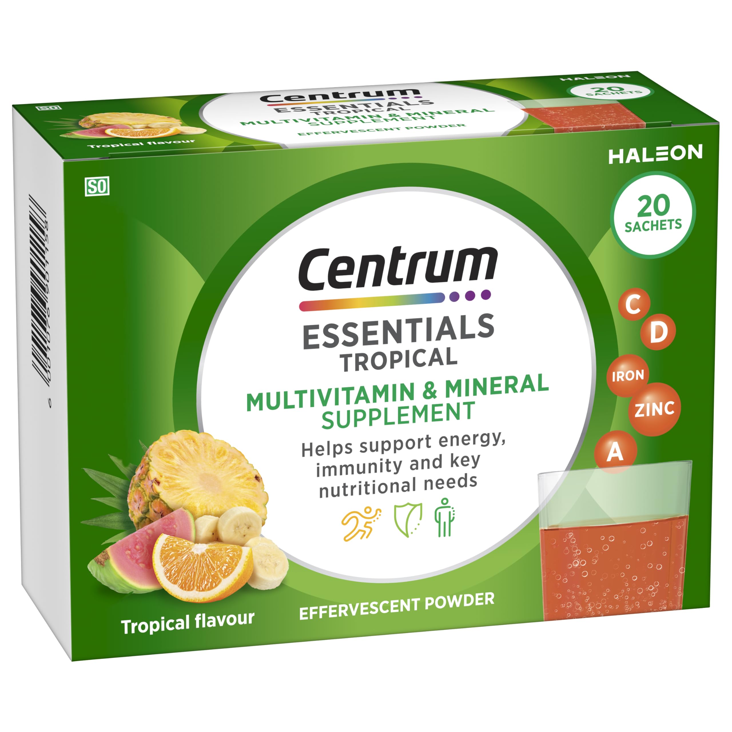 Centrum Essentials Tropical Effervescent 20 Sachets 12x1 units