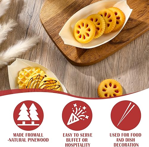 Miniatura 4 de 600 platos desechables de bambú – Cuencos y cubiertos para sushi con bandeja de bambú para servir en fiestas, catering y uso doméstico, 5.3 x 3