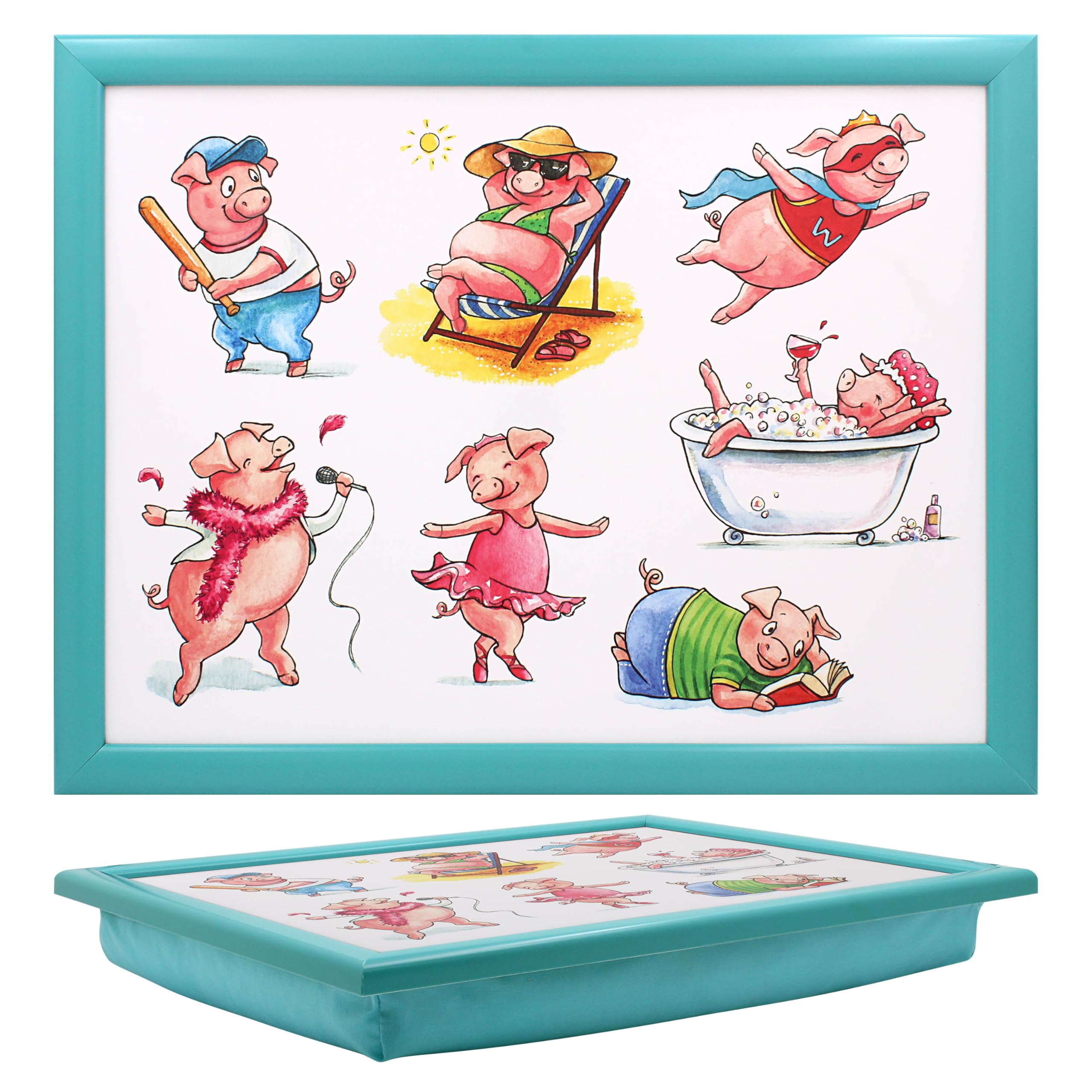 Lesser & Pavey Pigs The Leonardo Collection Finola Stack Laptray With Bean Bag For Serving Dishes | Lovely Lap Trays For Eating On Lap For Dinner Or Breatfast | Newly Designed Food Trays For Lap
