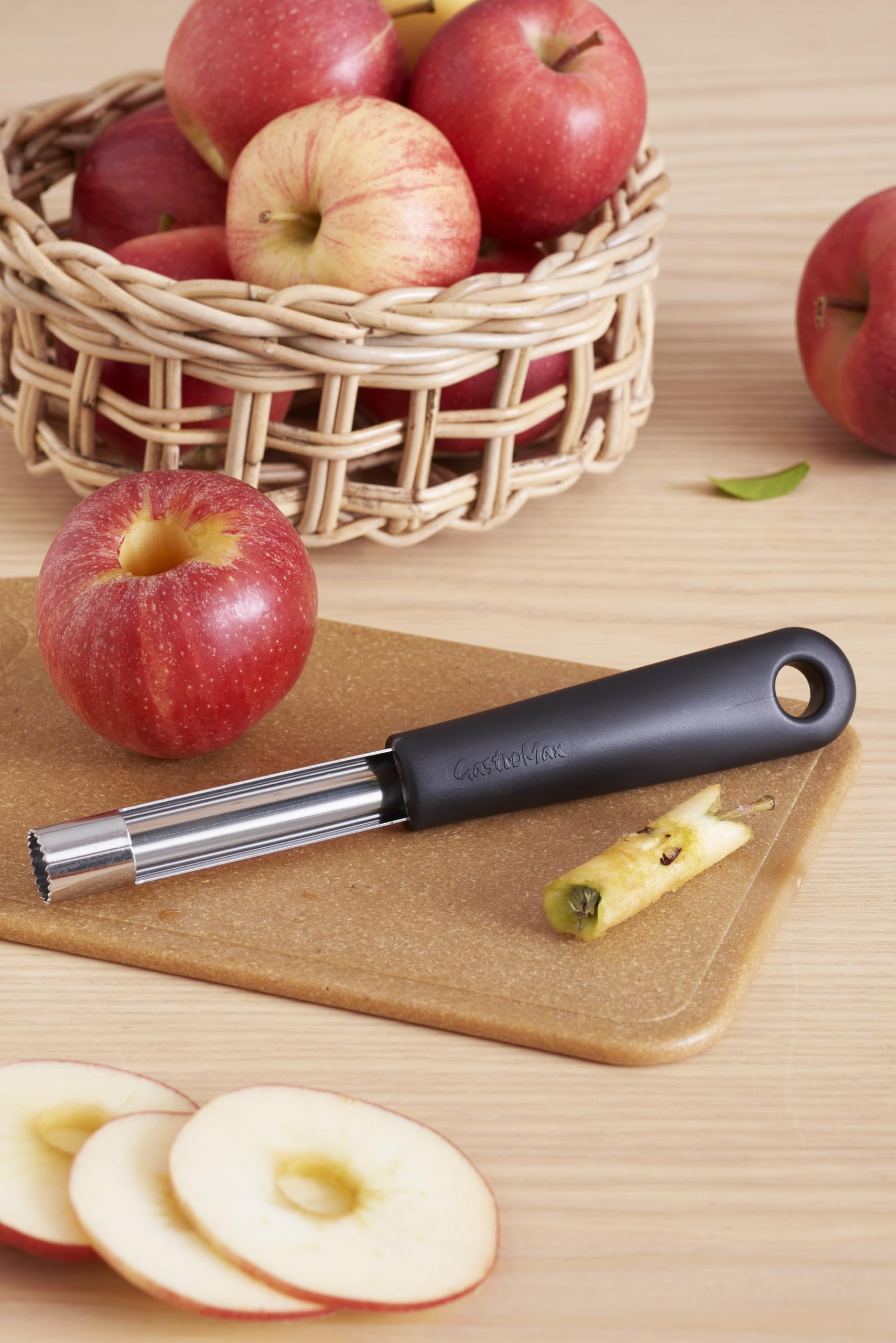 GastroMax Évideur de Pommes - Dénoyateur à Pomme - Vide Pommes - Lame en Acier Inoxydable - Poirgnée en Polypropylène - Noir - Accessoires de Cuisine et Maison - 20,5 cm