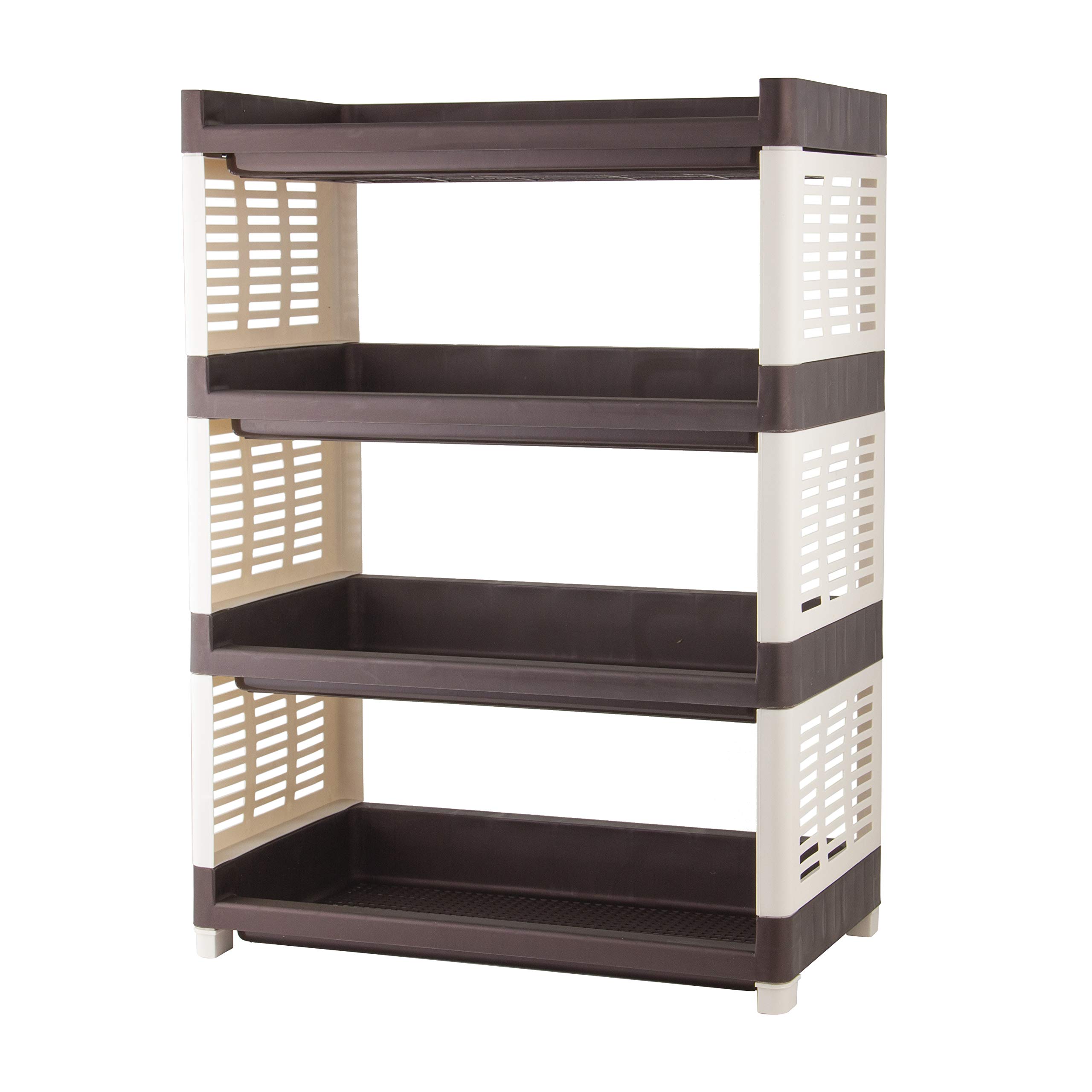 Polyset Trolley - Multipurpose Storage Organizer Shelf for Living Room, Office, Bedroom, Bathroom, Kids Room, Kitchen Trolley (Magnum 4 Tier Brown)-image-24