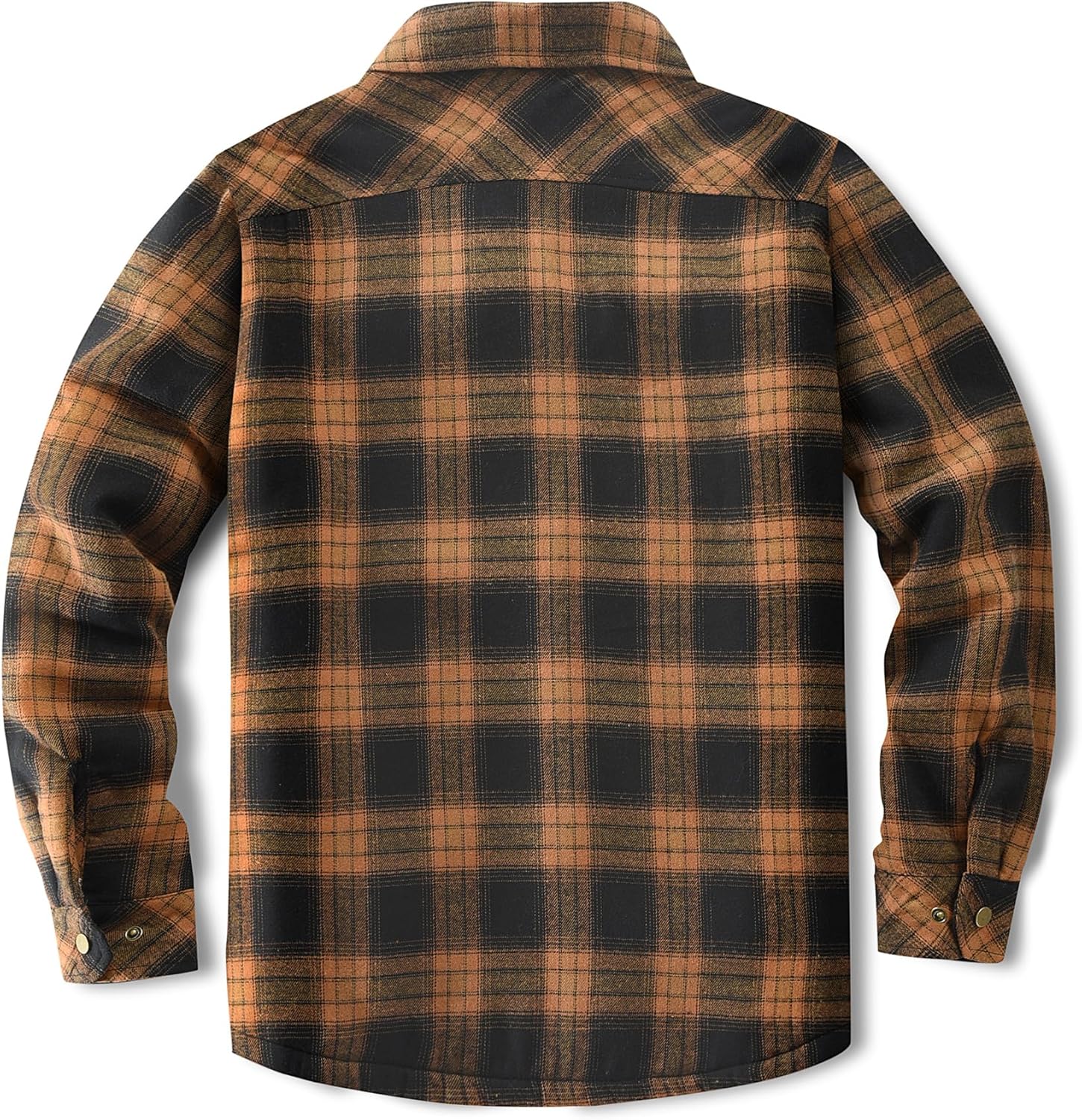 Men's Sherpa Lined Cotton Flannel Shirt Jacket Plaid Button Up Jacket Coat for Men with Pocket - Image 4