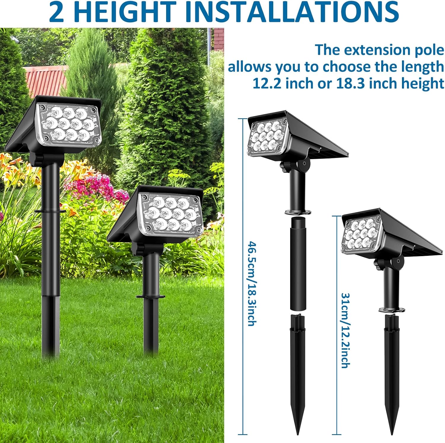 T-SUNUS Halloween Solar Spot Lights Red, IP65 Waterproof Green Landscape Spotlights Solar Powered Wall Lights Dark Sensing Auto On/Off 2 Modes Outdoor Garden Lights for Yard Porch 6 Pack