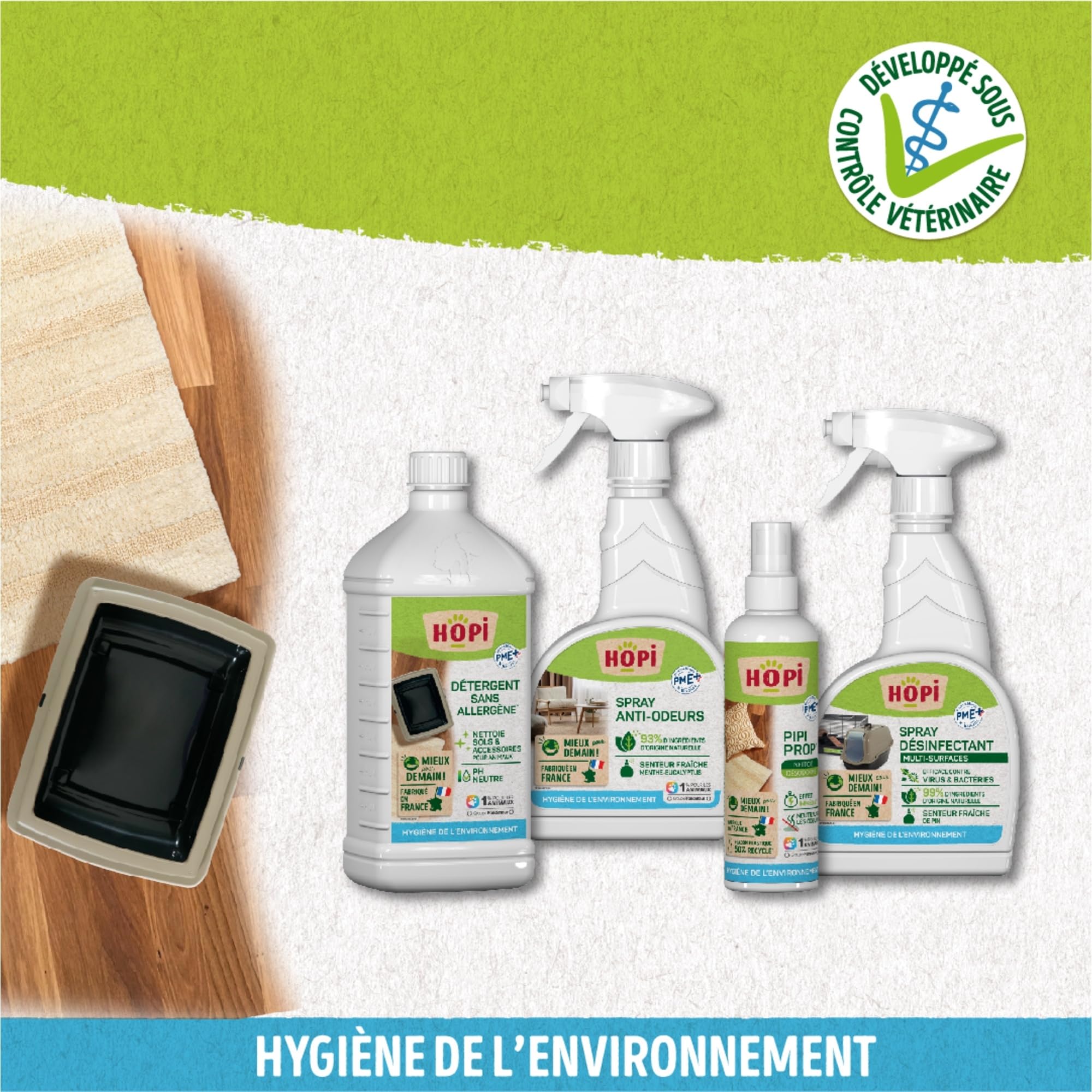 HOPI Spray Désinfectant Multifonctions - Nettoie et Désinfecte toutes les Surfaces - Odeur Fraîche de Pin - Preserve la qualité de l’air - Ingrédients d’Origine Naturelle - Fabriqué en France