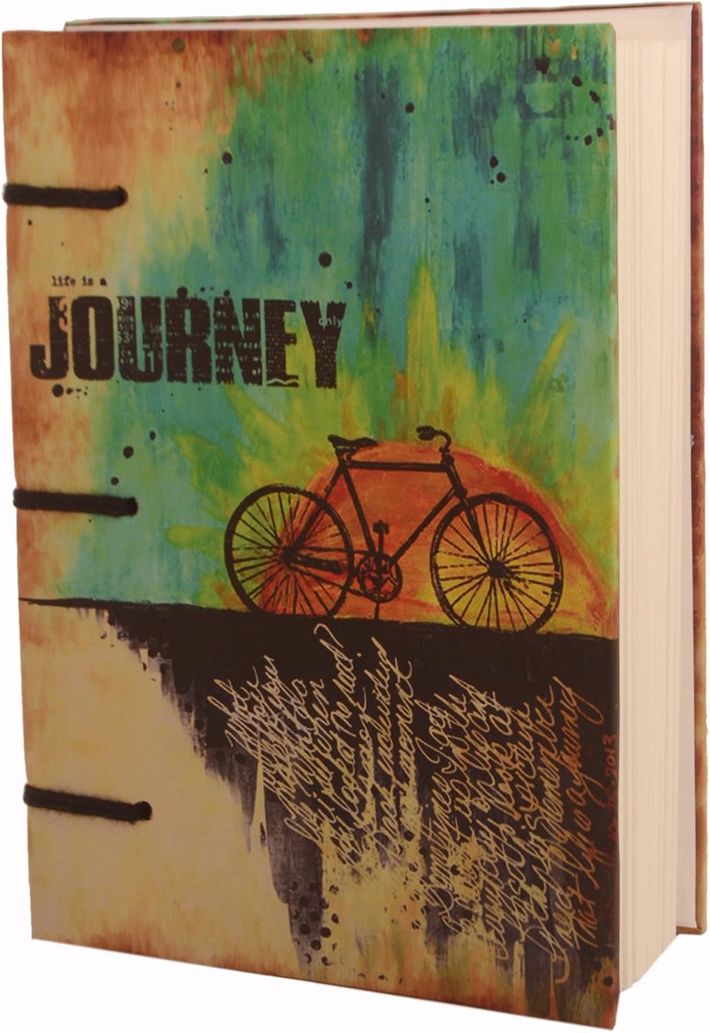 Purpledip Vintage Journal (Diary Notebook) 'Life Is A Journey': Handmade Paper Encased In Digital Print Hard Cover (11304)