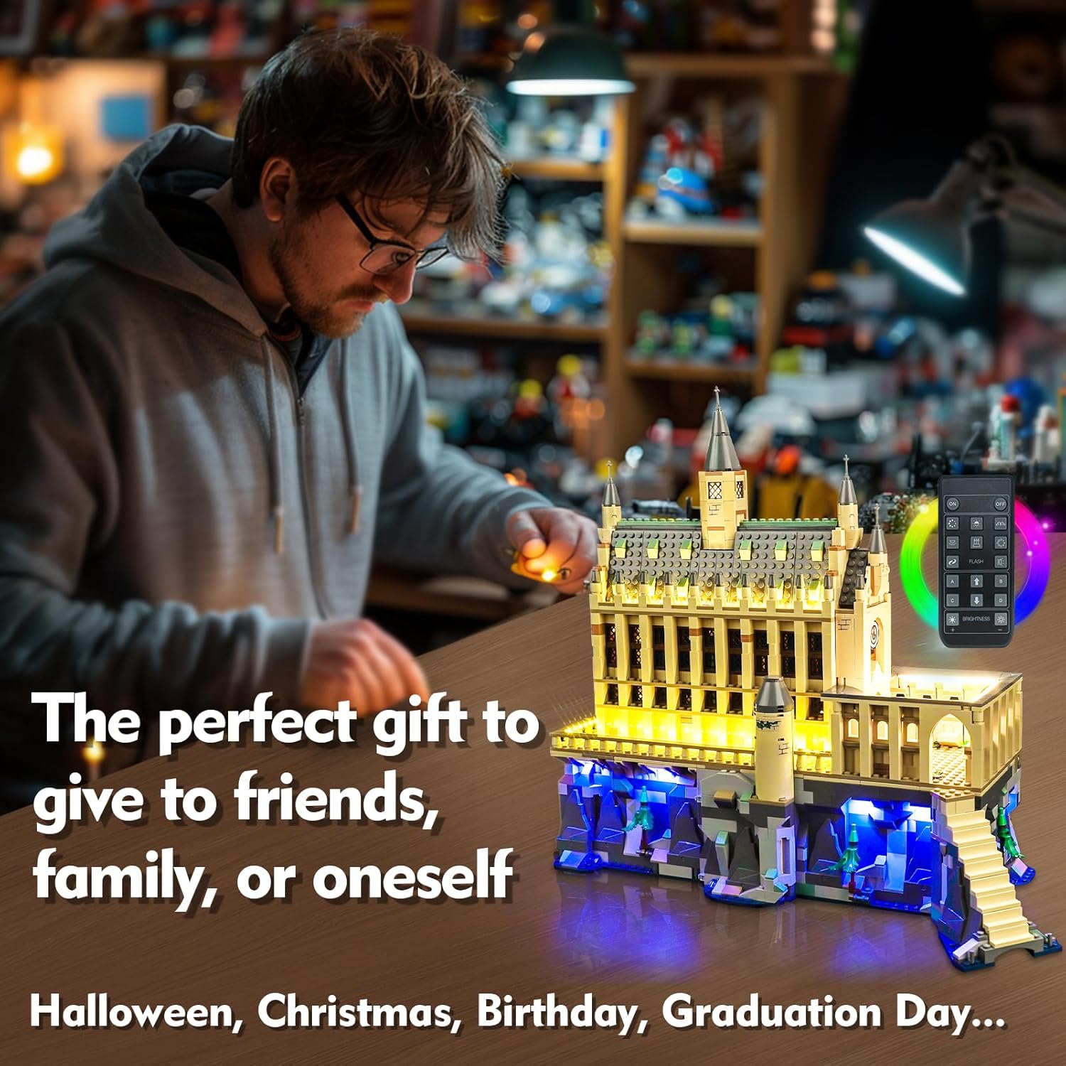 LED Lighting Compatible with Lego Hogwarts Castle: The Great Hall 76435, Light Kit Compatible with Lego 76435, Giving Light to Model, NOT Included The Model Set(Version with RC)