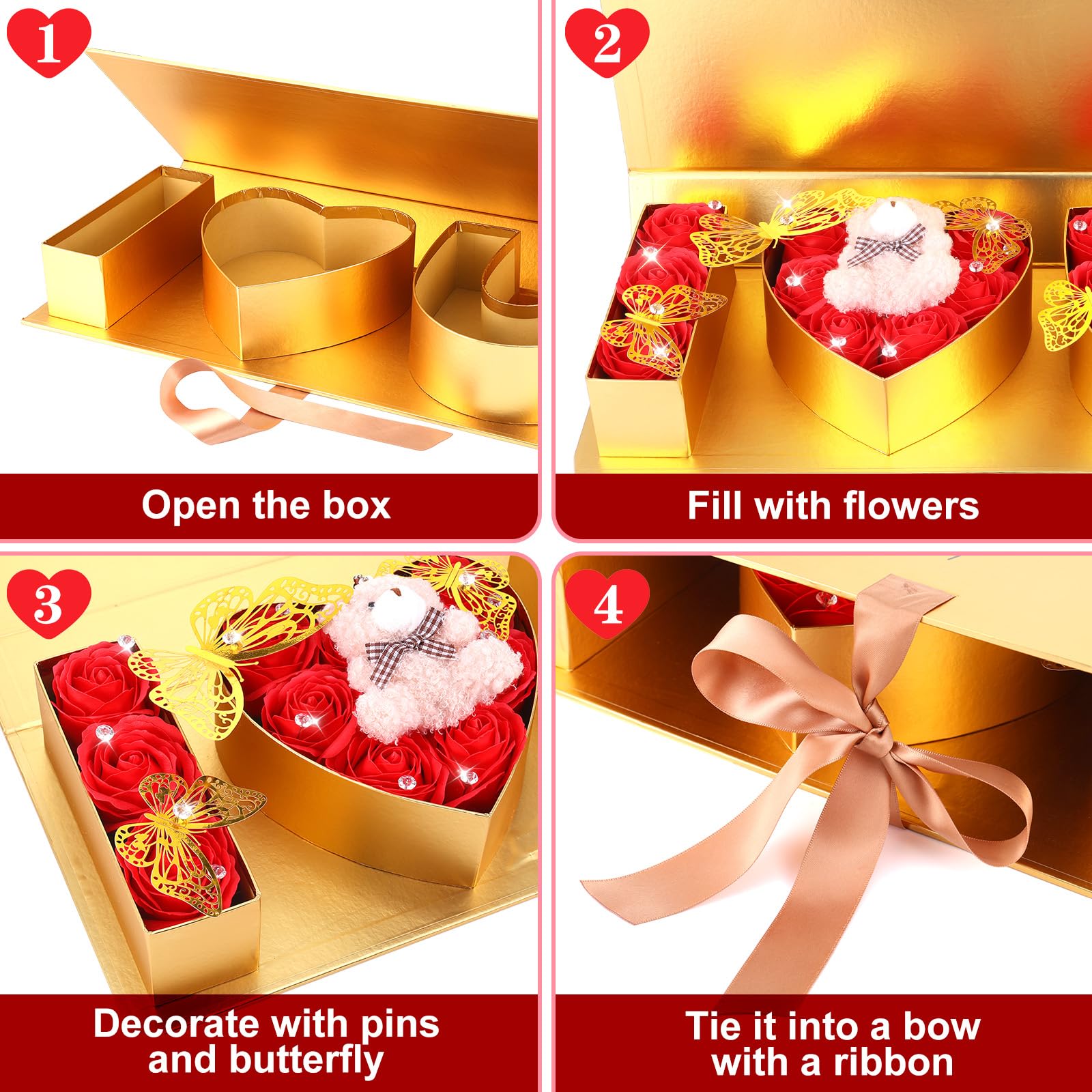 Amazon.com: 2 Pcs I Love You Box Empty Fillable Flower Box