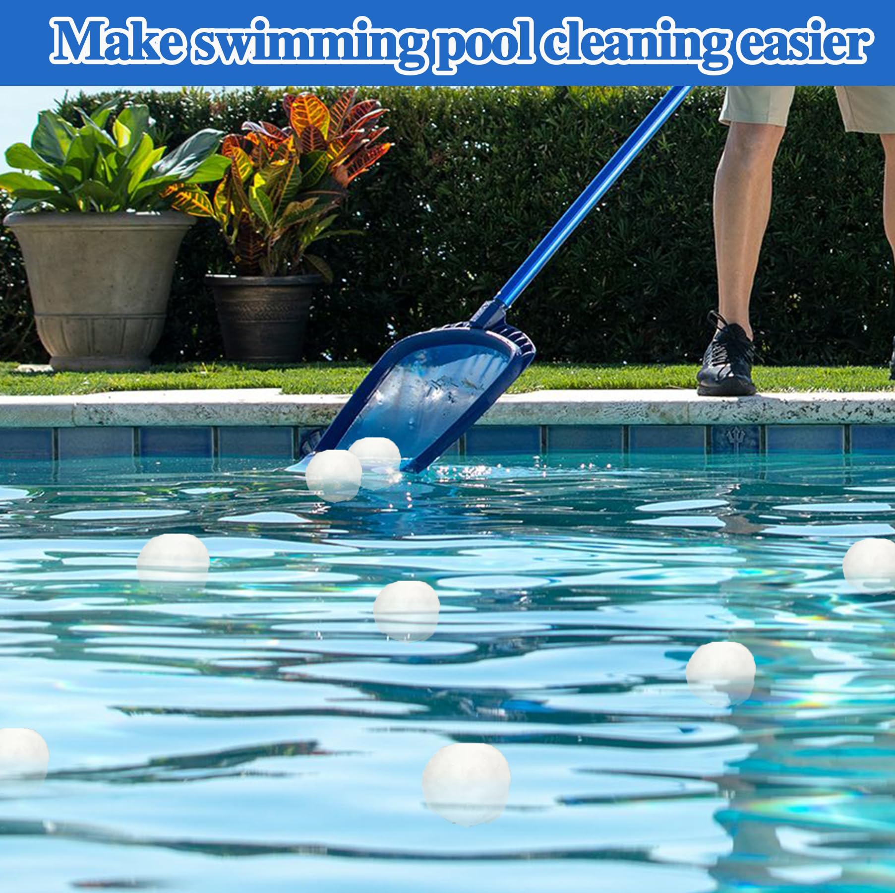 Balles filtrantes de piscine de 1,8 kg, balles filtrantes réutilisables pour filtres à sable de piscine, balles filtrantes bleues légères, remplacent le sable filtrant de 68 kg, adaptées pour les