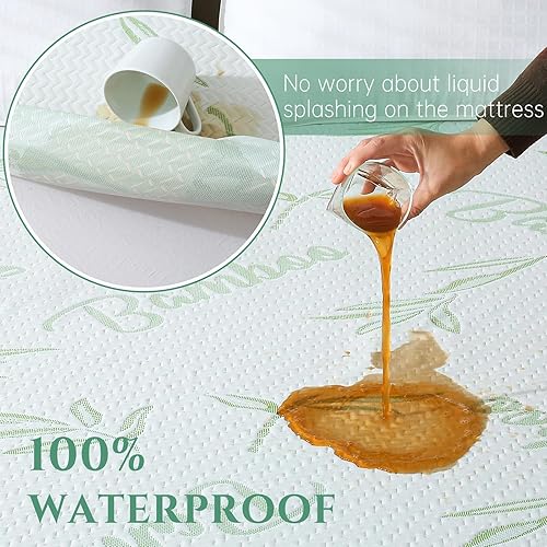 Miniatura 2 de YUGYVOB Protector de colchón impermeable, suave y transpirable, protector de colchón tamaño individual, protector de colchón de bolsillo profundo de