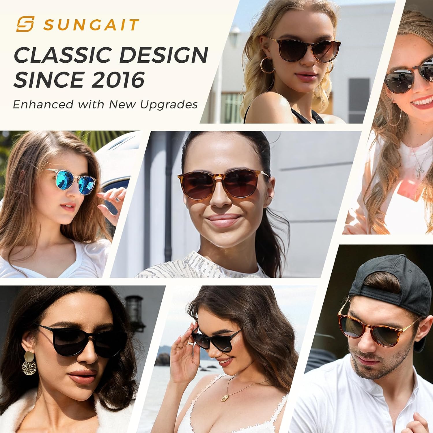 SUNGAIT Original Design Trendy Sunglasses Polarized Vintage Round Classic Retro Style for Women and Men