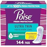 Ultra Thin Incontinence Pads & Postpartum Pads for Bladder Leaks&comma; 3 Drop Light Absorbency&comma; Regular Length&comma; 144 Count&comma; Packaging May Vary