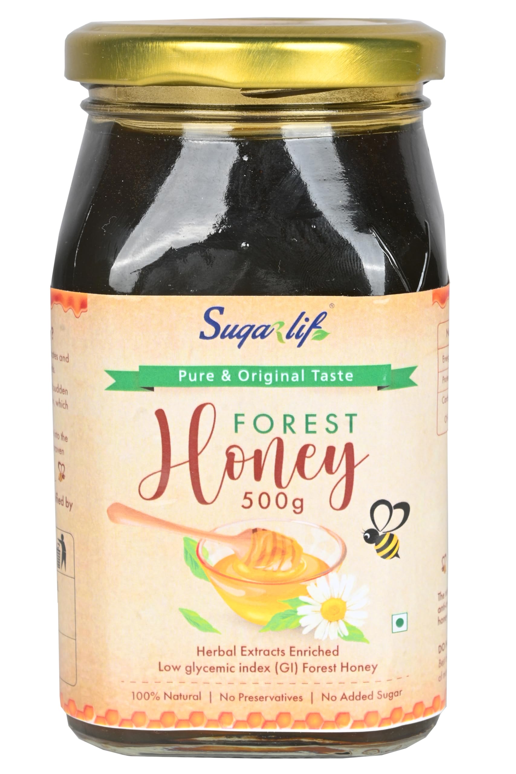 - Sugarlif Herbal Extracts Enriched - Forest Honey | Low Glycemic (GI) |Orignal product of Dr. C K Nandagopalan | Orignal Taste | No Added Sugar | No Preservatives | (500 gm - Pack of 1)
