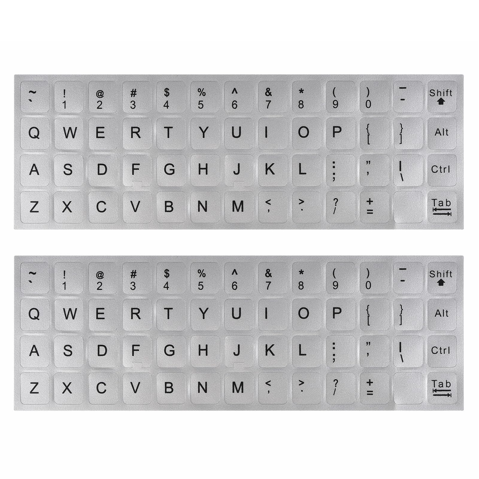 Adesivi per tastiera, adesivi universali per tastiera inglese da 2 pacchi, adesivi per tastiera computer, sfondo argento con scritte nere, adesivi per computer portatile notebook desktop...