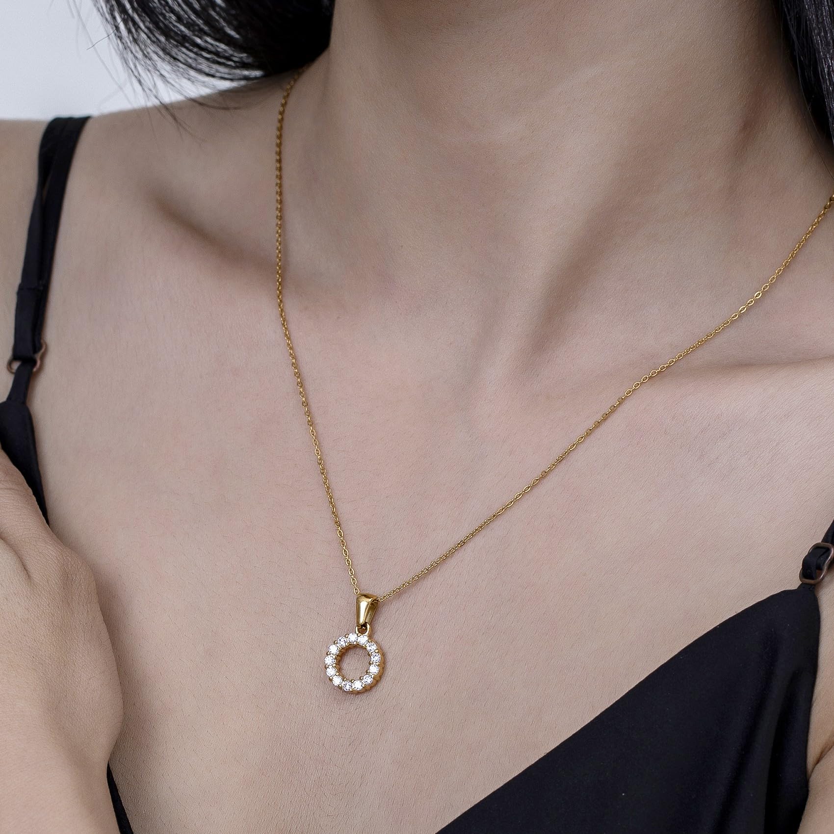 18K Gold Plated A Crystal Initial Pendant Necklace - Rhinestone Monogram Jewelry for Personalized Gifts and Daily Wear