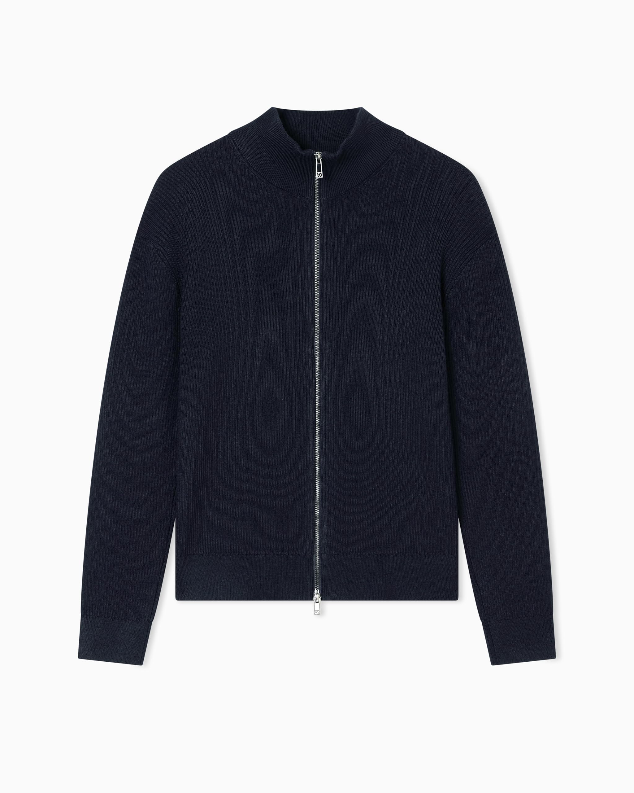 Armani Exchange Men's Long Sleeve Back Logo Patch Zip Closure, Cardigan Sweater, Blue, M, deep Navy, M