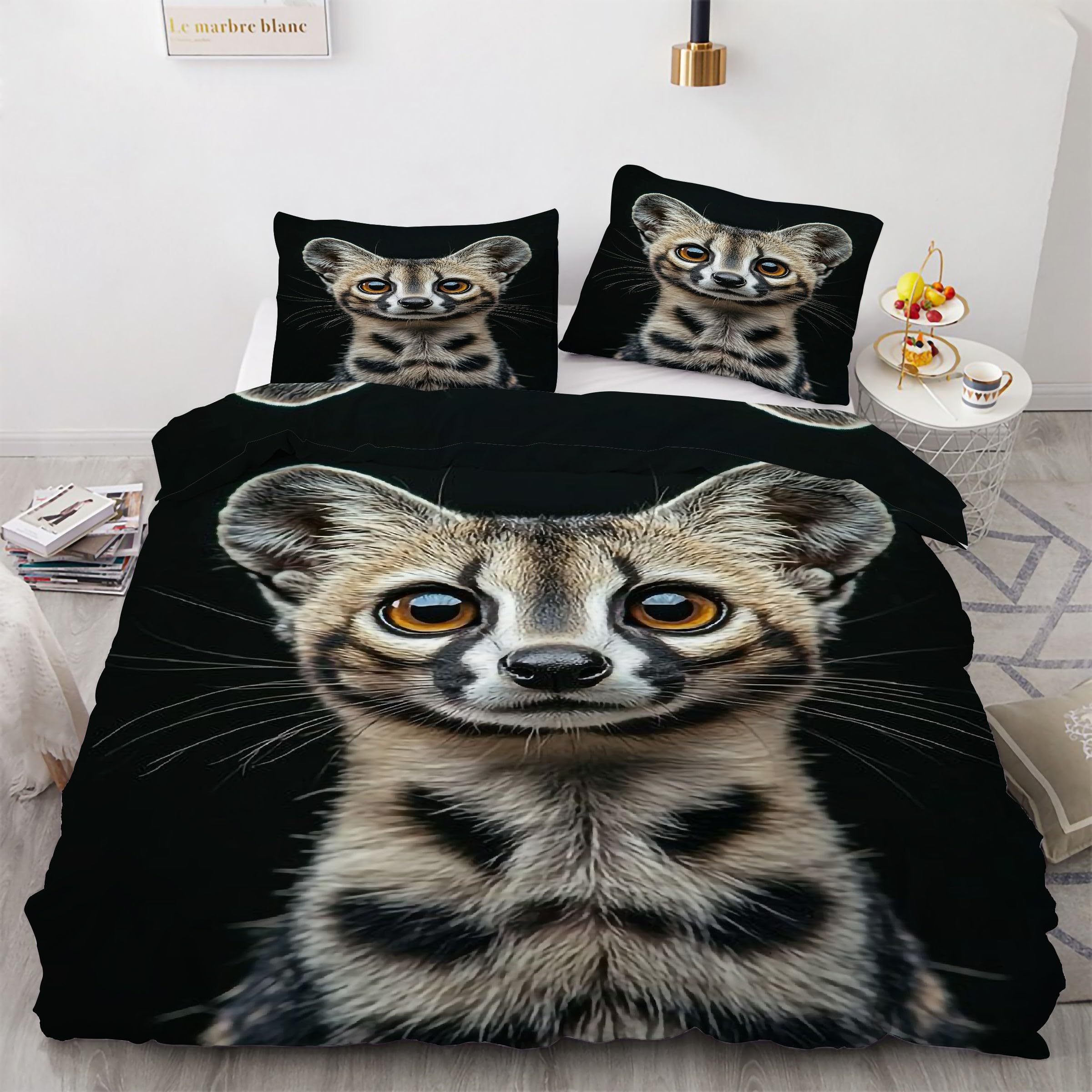 Parure de lit animaux sauvages 90x190 avec zip pour éviter la couette qui glisse