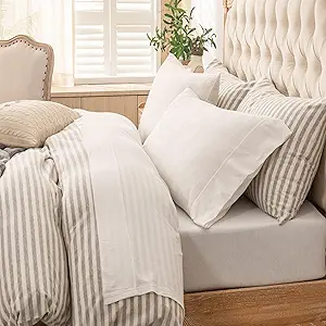 PURE ERA Jersey Knit 3pcs Bed Sheet Set 100% T-Shirt Cotton Super Soft Comfy Breathable Fits Mattress Up to 20" Extra Deep Pocket (Solid Off White,Twin XL)