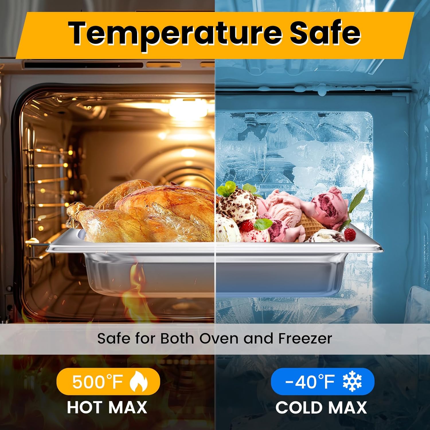 Aplancee 1/2 Hotel Pans 2.5 Inch Deep Stainless Steel Food Pan - Anti-Jam 6 Pack Steam Table Pan Set for Catering, Buffet Use, Kitchen Prep - Image 5