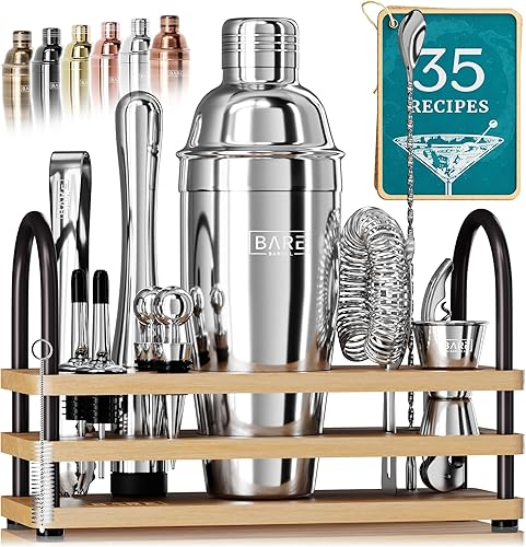 Miniatura 20 de BARE BARREL® Mixology Bartender Kit Bar Set | Juego de coctelera de 14 piezas | Herramientas de mezcla de Martini Barware para el hogar | 35 cobre,