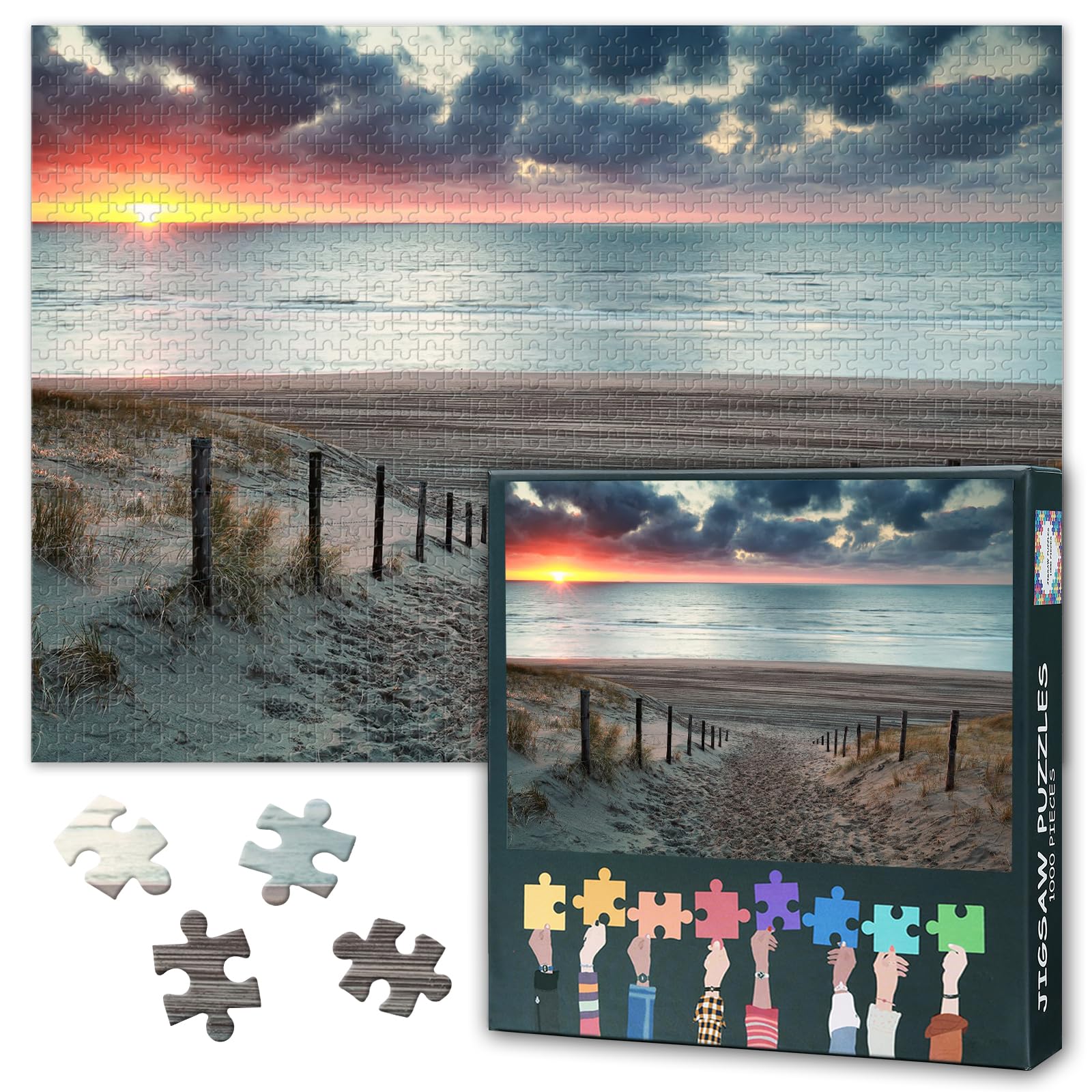 1000-Piece Jigsaw Puzzle for Adults -Sunset Ocean Beach Scenery 50x70cm Collectible Art, Challenging Wall Decor for Home & Sophisticated Gifts