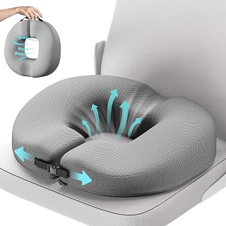 Benazcap Donut Pillow Seat Cushion for Tailbone Pain Relief, Memory Foam Hemorrhoid Pillow by Ergonomic for Coccyx, Sciatica, Pregnancy, Postpartum-Grey