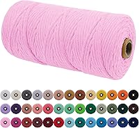 Vista 85 de JeogYong Cordón de macramé de un solo hilo 1mm x 426 yardas (1279 pies) Cuerda de algodón suave Hilo de macramé de 1 mm, suministros de macramé