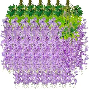 Amazon.com: Luerbi 24 Pack Light Purple Wisteria Hanging Flowers Garland, 3.77 Feet Artificial Flower Vines, Fake Wisteria, Artificial Vines Hanging Garland for Backdrop Outdoor Yard Garden Decor : Home & Kitchen