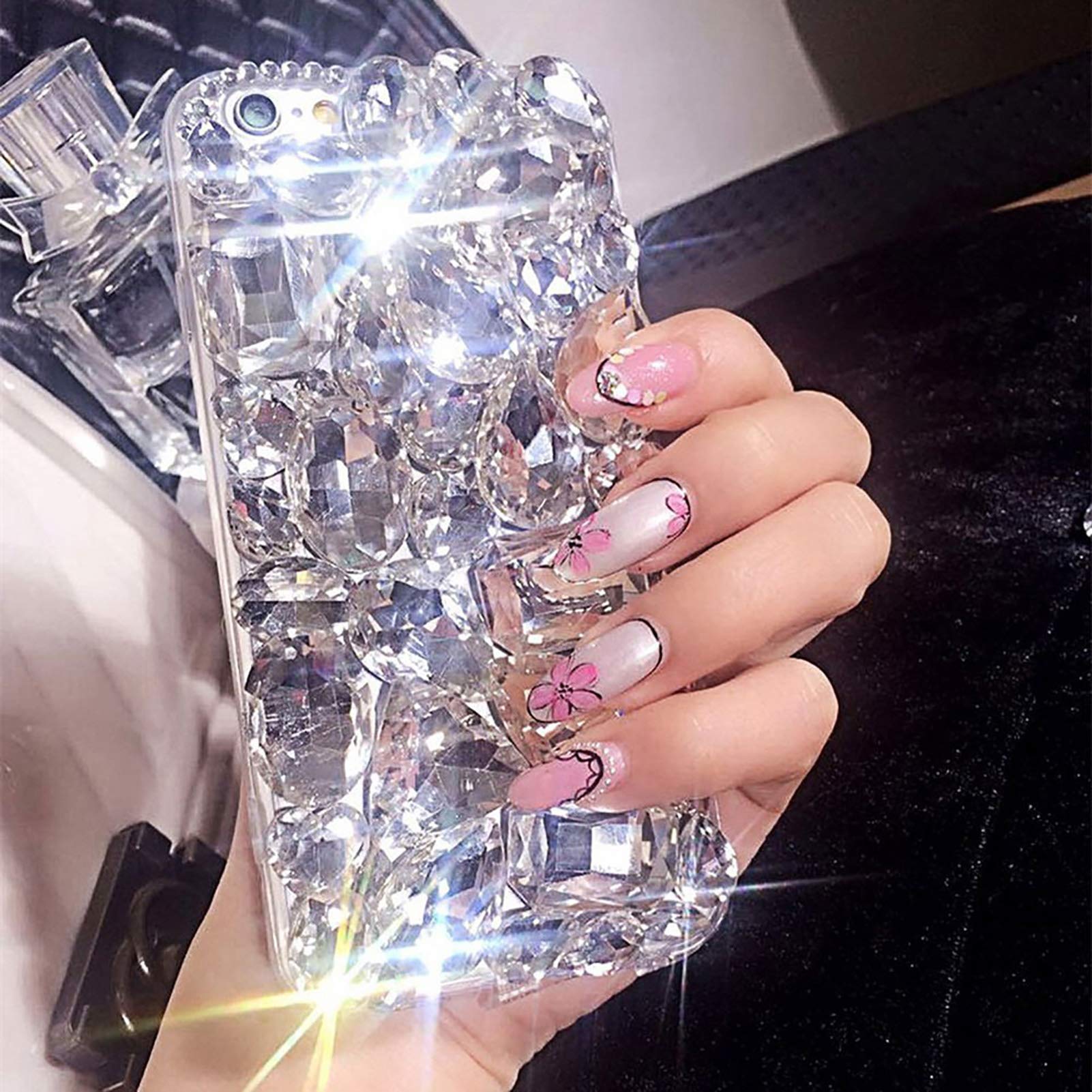 Coque Gel IPhone 6/6 PLUS - Effet Strass Brillant Transparent Bleu - Marque Novago