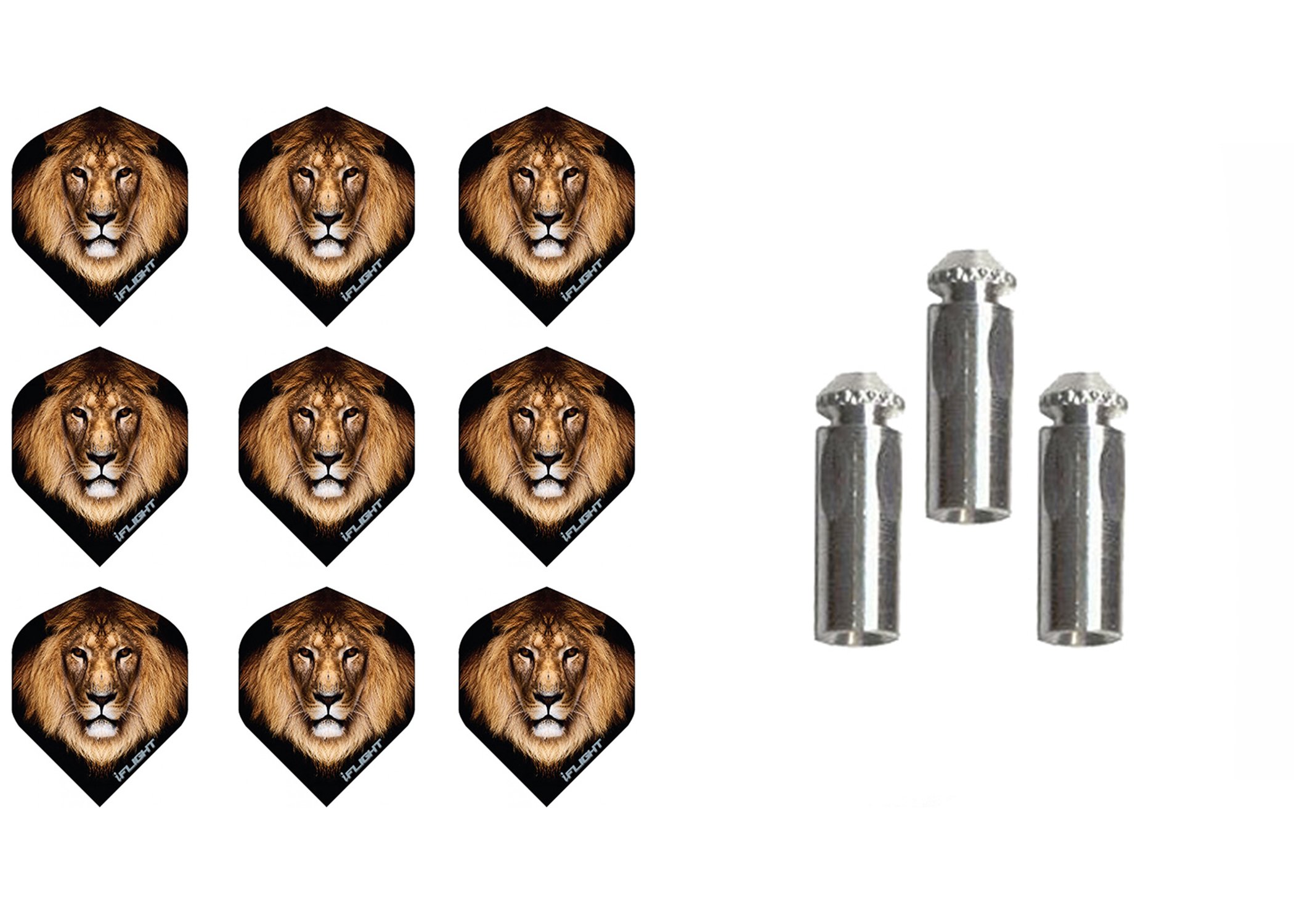 iFlight 3 Sets of Ruthless Standard Dart Flights Plus 1 Set of 3 Aluminum Dart Flight Protectors (Lion)