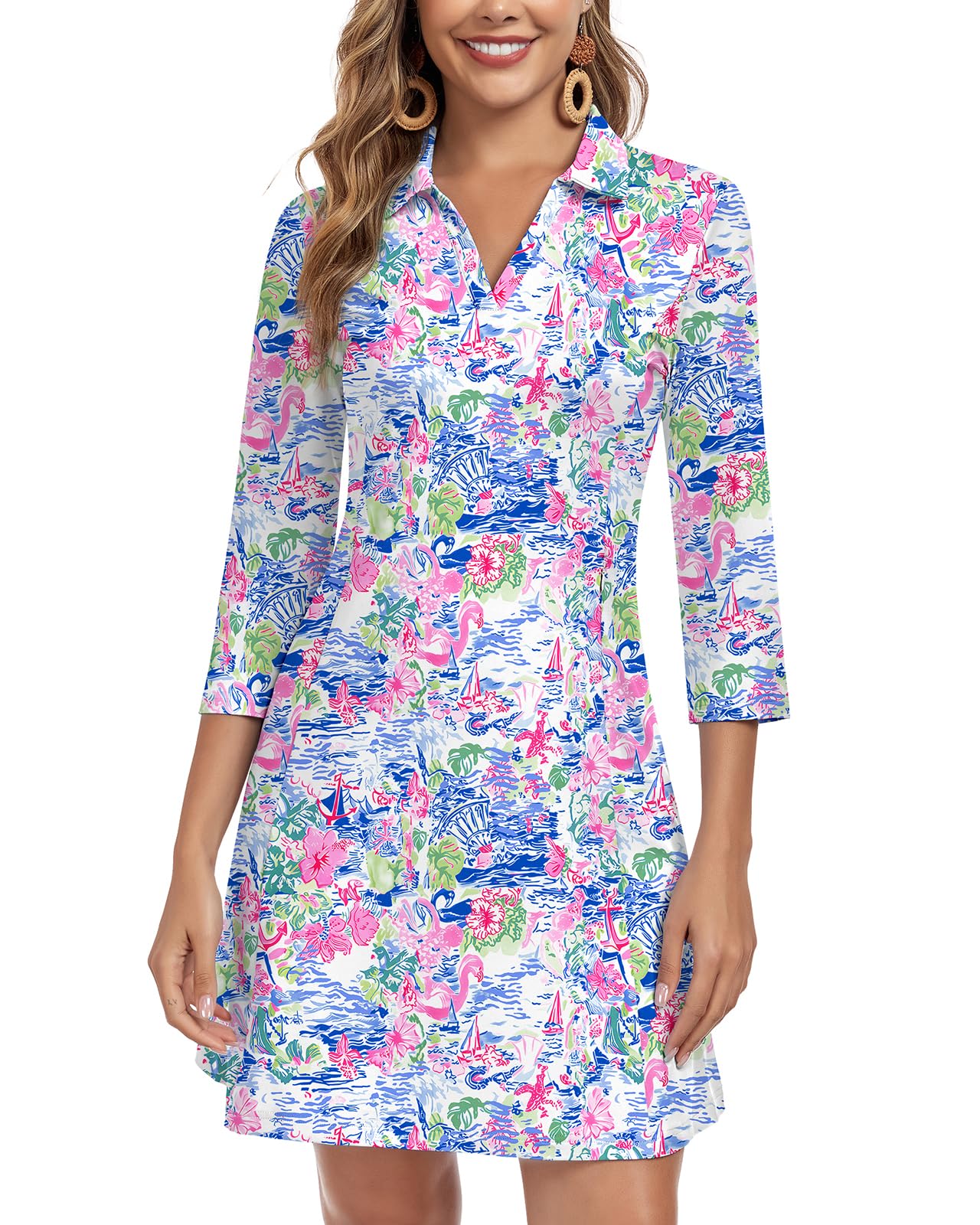WOWENY 3/4 Sleeve UPF 50+ Dress