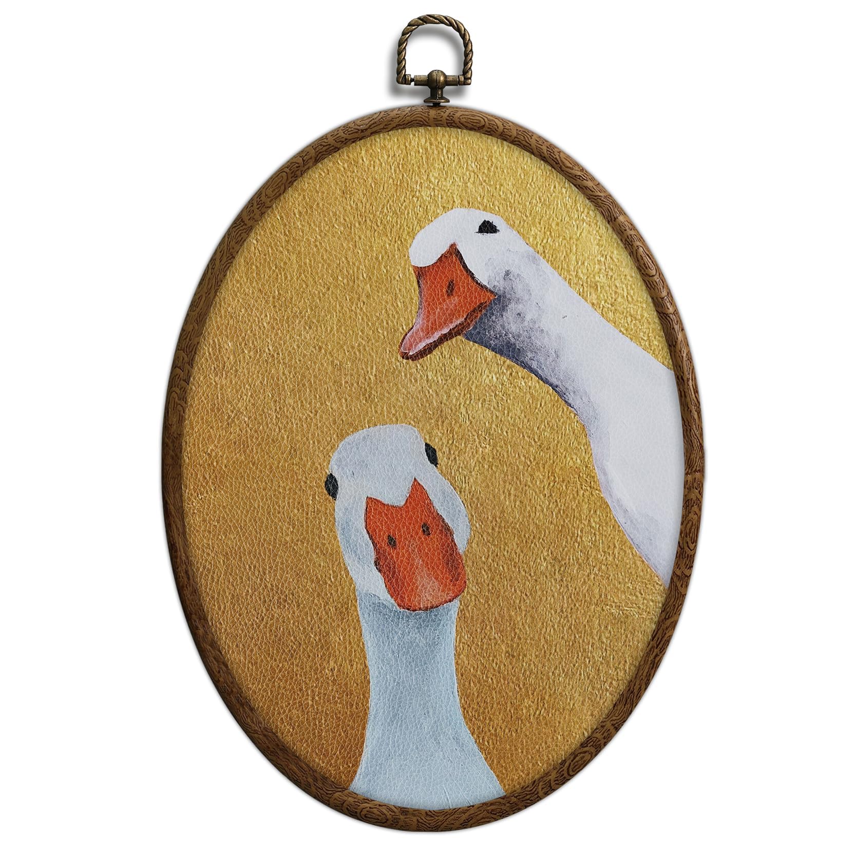Vintage Duck Oval Wall Art Farmhouse Nursery Cute Duck Oval Framed Wall Art Waterproof Antique Cottage Core Home