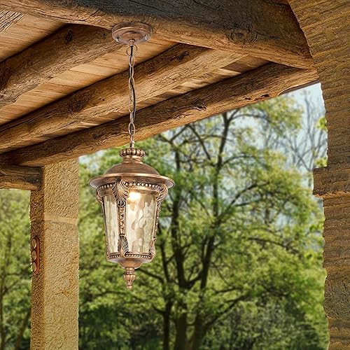 Miniatura 4 de SLAWA Lámpara colgante al aire libre, casa de campo americana, luces colgantes impermeables para decoración de porche, faroles colgantes exteriores