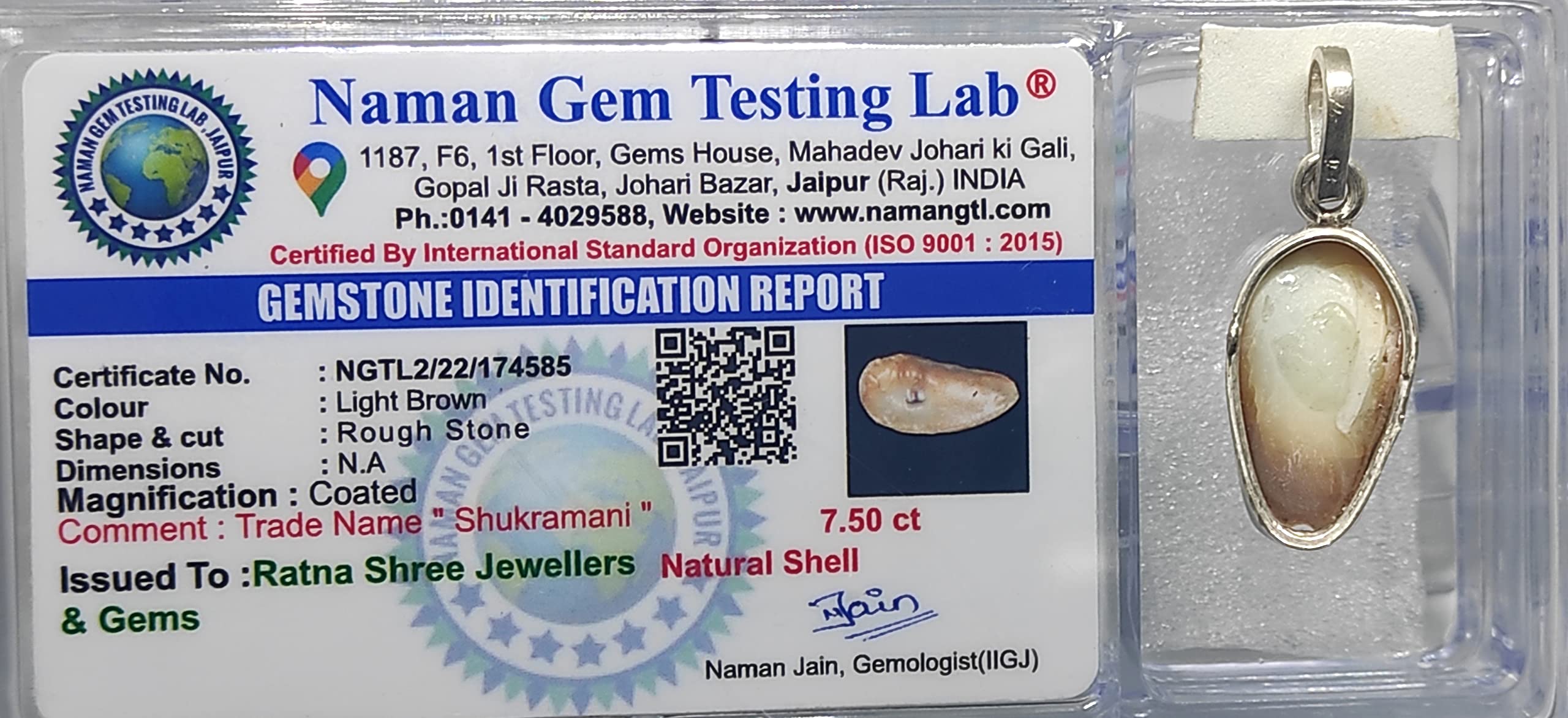 Ratna Shree Jewellers & Gems Shukra Mani Silver Locket 7 Carat 100% Natural Shukramani | 100% Certified From Authentic Laboratory 1