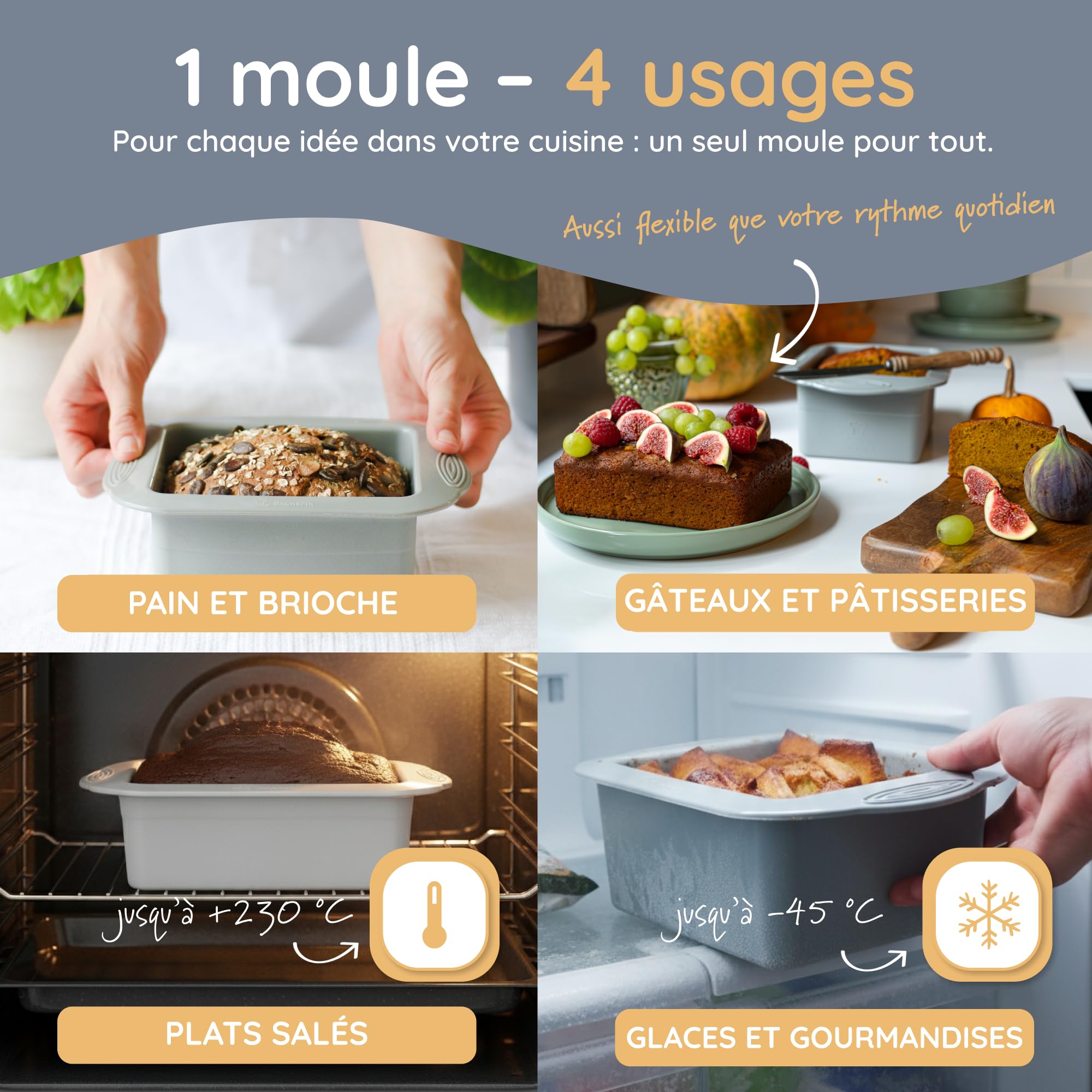 Backefix Moule à pain en silicone de 15 cm - Grand moule à pain original - Peut également être utilisé comme moule à gâteau Adapté à un usage alimentaire et respectueux de l'environnement