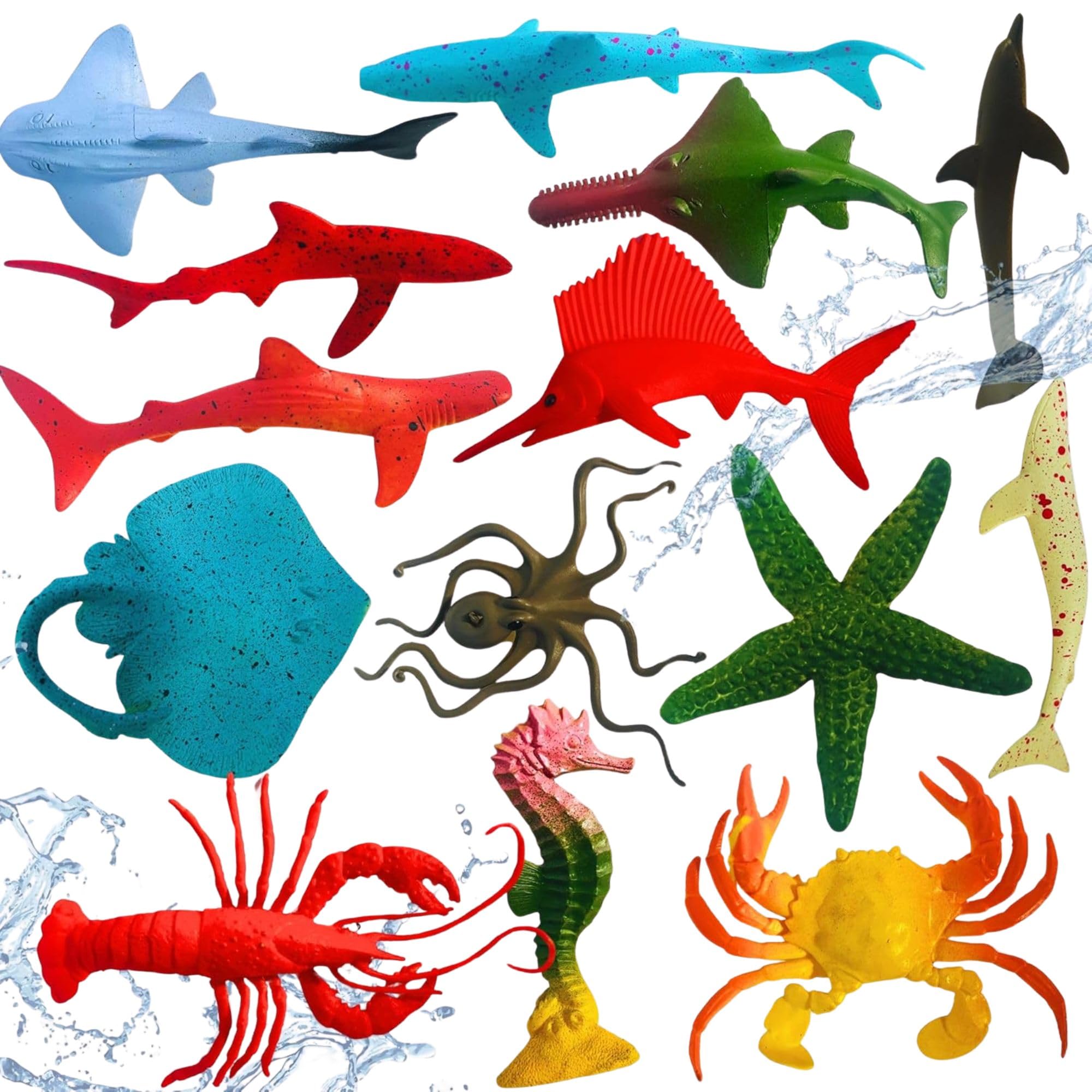Mallexo Realistic Underwater Animals Action Figures Toy Playset of 12 PCs for Kid Sea Creatures Dolphin & Octopus Figurine Set for Girls and Boys Aquatic Marine Animal Best Birthday Gift for Children-image-46