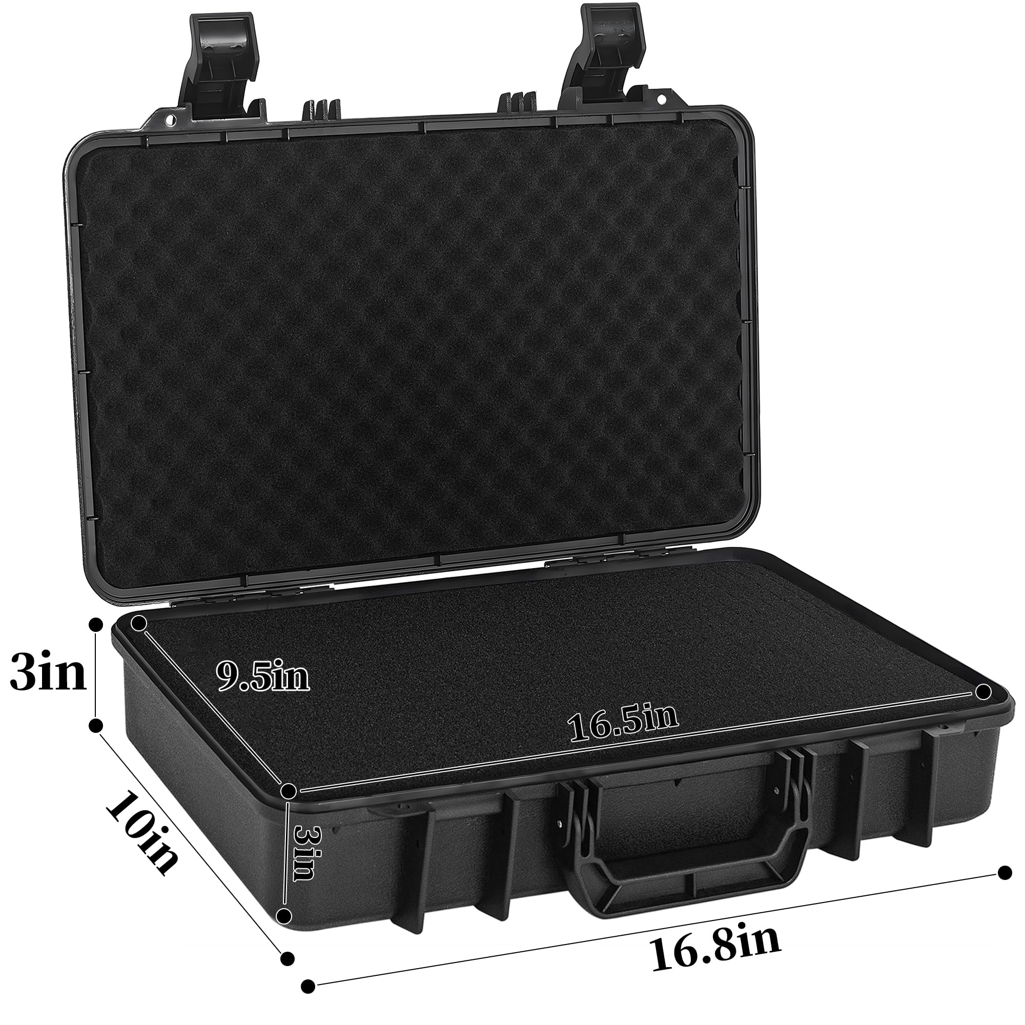 TORIBIO Funda rígida para micrófono, Drones, cámara, Equipos, Estuche de Almacenamiento portátil, Caja Dura de Espuma precortada, Caja de Seguridad anticaídas para Viajes de Mano, 17 x 10 x 3.7