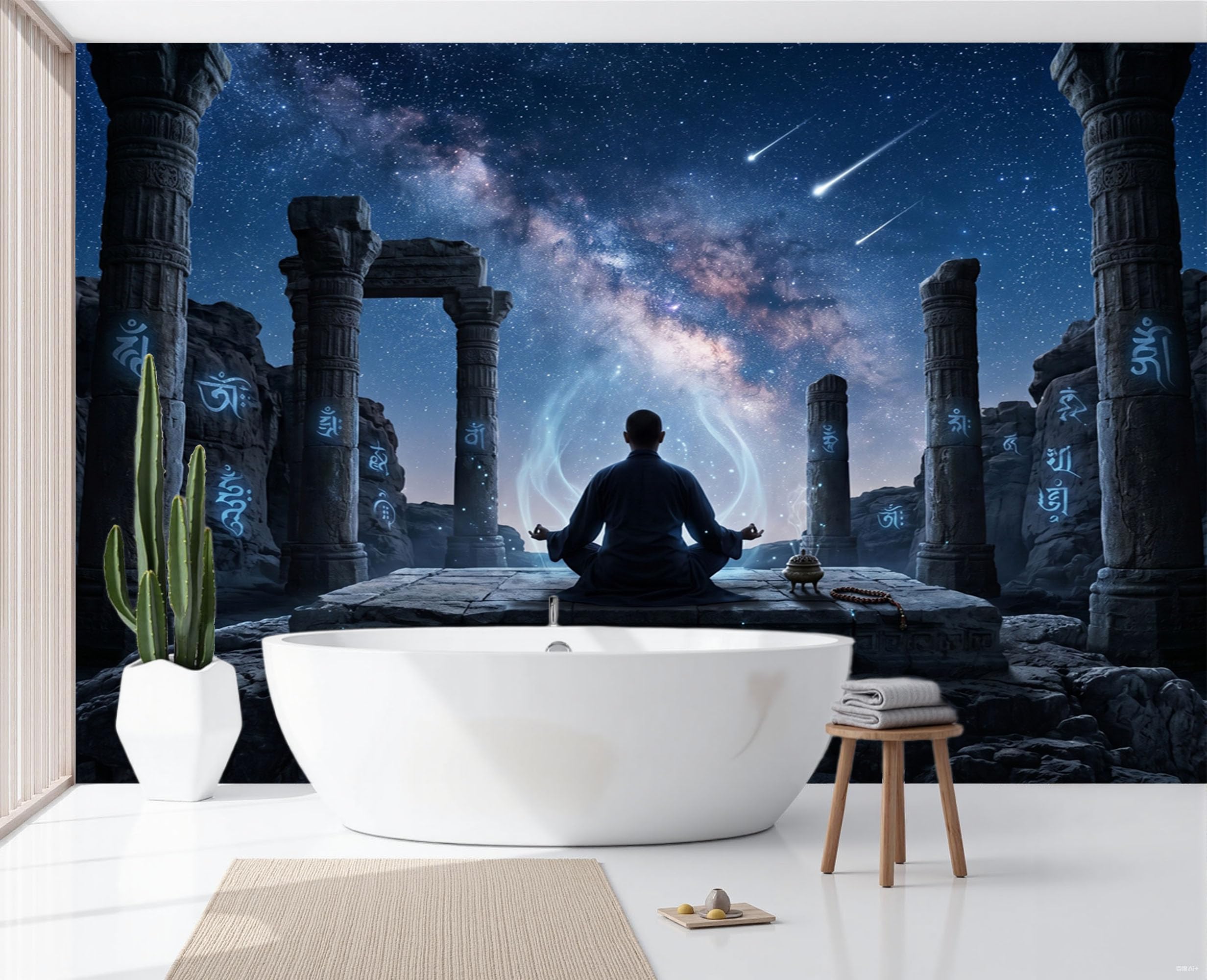 Carta Da Parati Fotomurale Xxl Stampa Meteora Fantasy 250X175Cm, Poster Murale Fotografica 3D In Tessuto Non Tessuto Pilastri Pietra Per Meditazione Di Grande Per Tv Corridoio Soggiorno, Blu Scuro