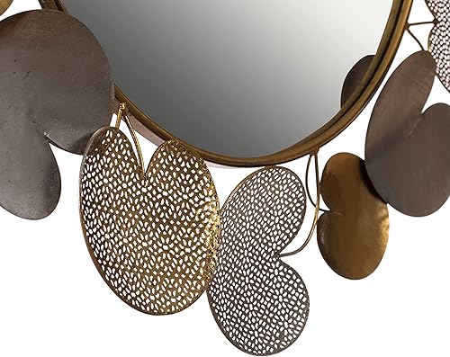 Miniatura 3 de Espejo de pared de 31 pulgadas con oro y plata con marco decorativo de hoja de pedal moderno