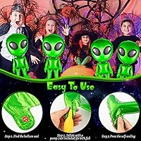 Vista 3 de 16 globos de alienígena verdes de Halloween de 32 pulgadas, inflables, divertidos, inflables, alienígenas para Halloween, Navidad, cumpleaños