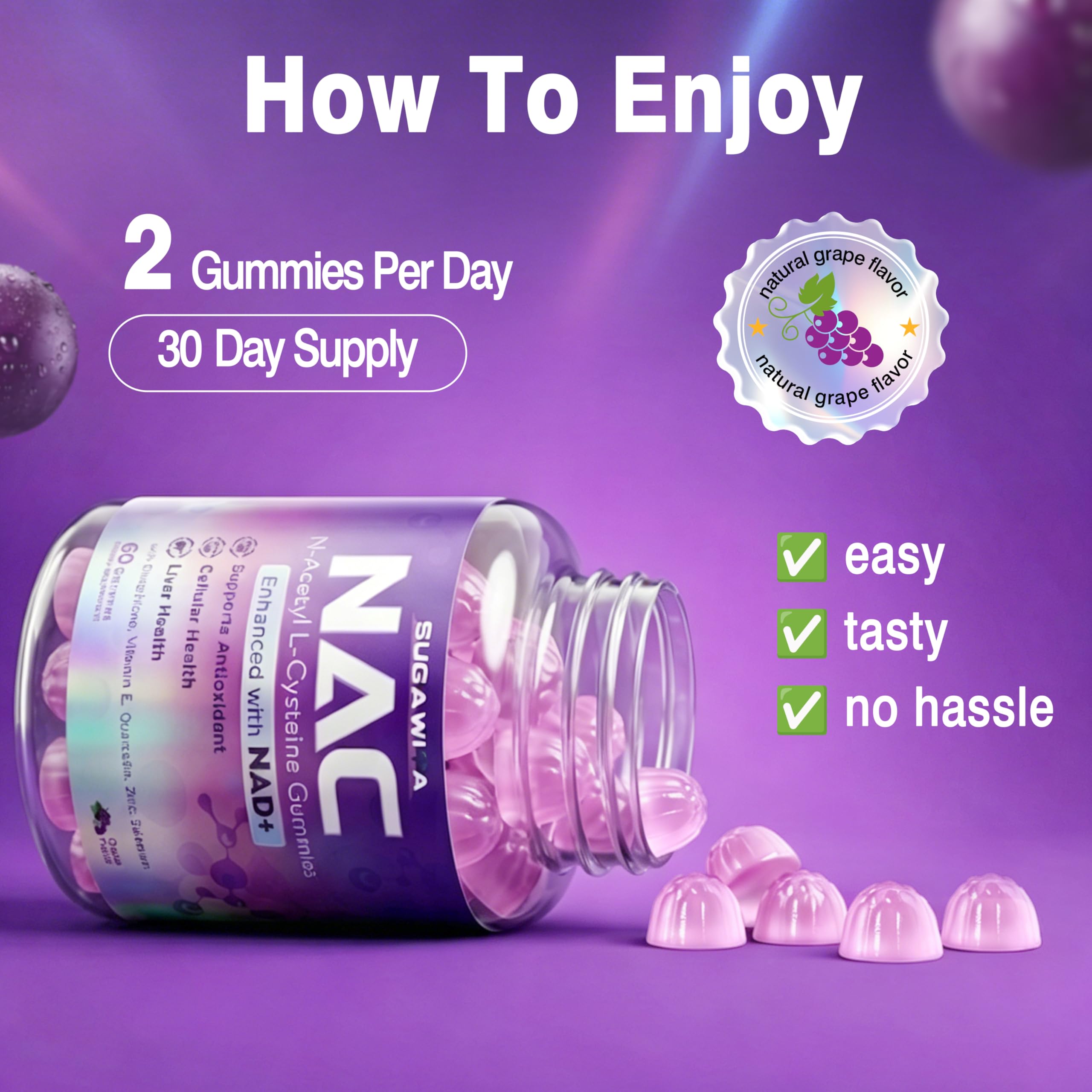 NAC Supplement 1000mg with NAD+, NAC NAD Gummies for Women 60 Counts — Amazon image 6